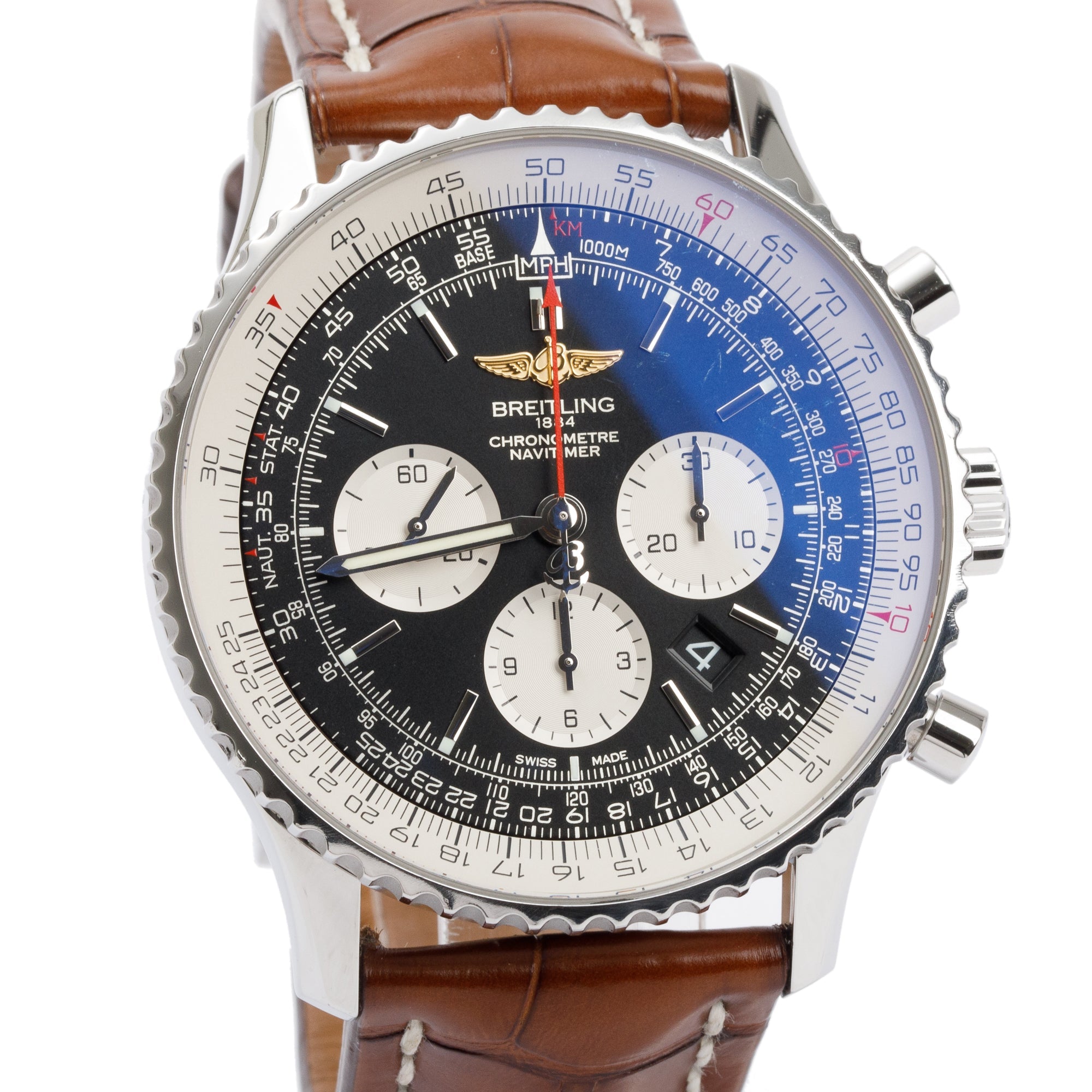 Breitling Stainless Steel Navitimer B01 Chronograph 46 MM Automatic Watch w/ Box & Papers