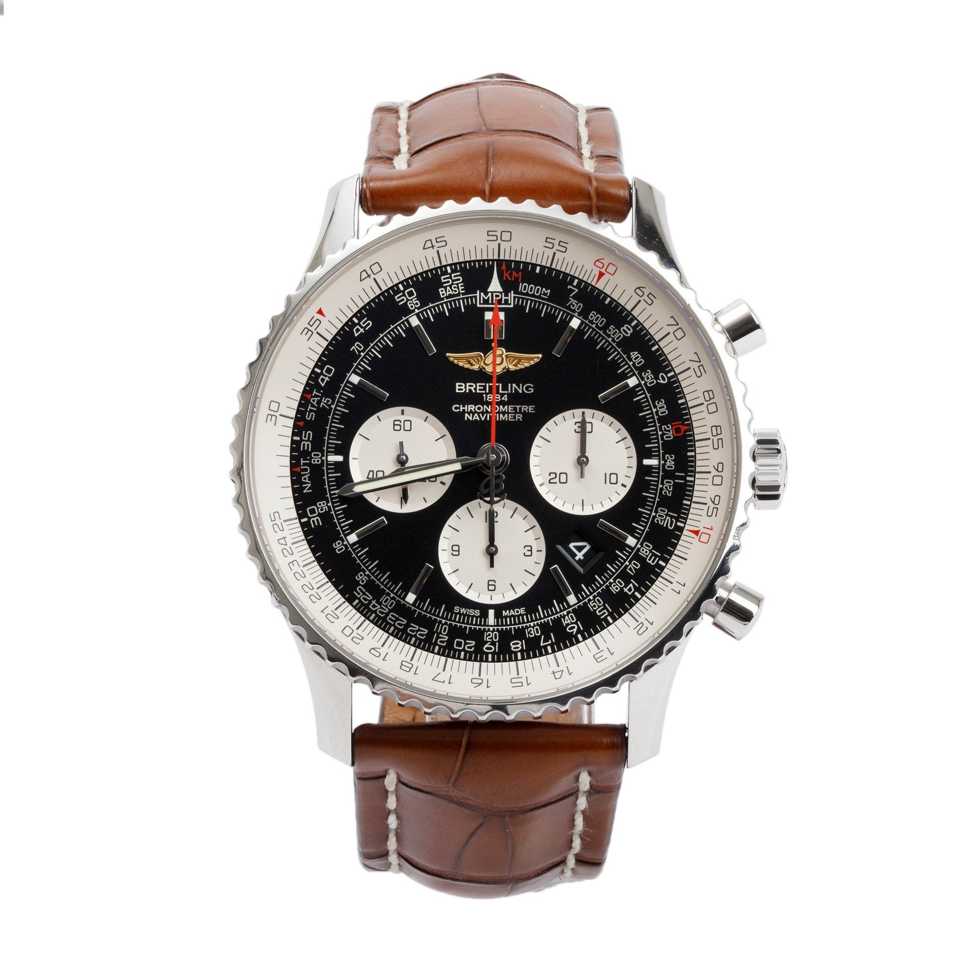 Breitling Stainless Steel Navitimer B01 Chronograph 46 MM Automatic Watch w/ Box & Papers