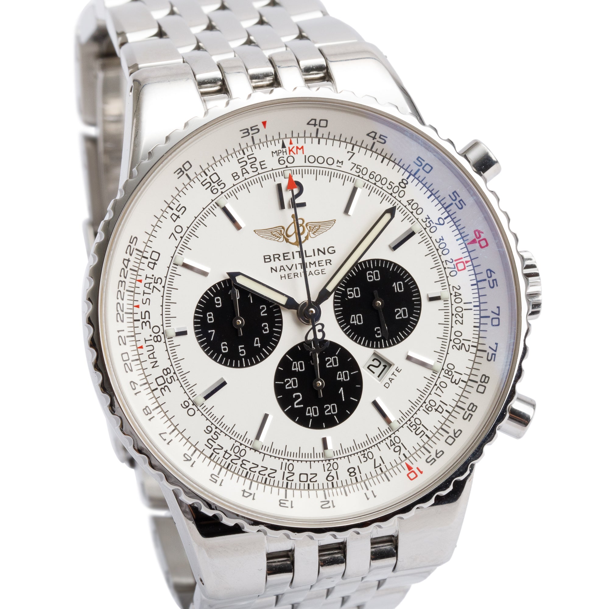 Breitling Stainless Steel Navitimer Heritage 43 MM Chronograph Automatic Watch A35350