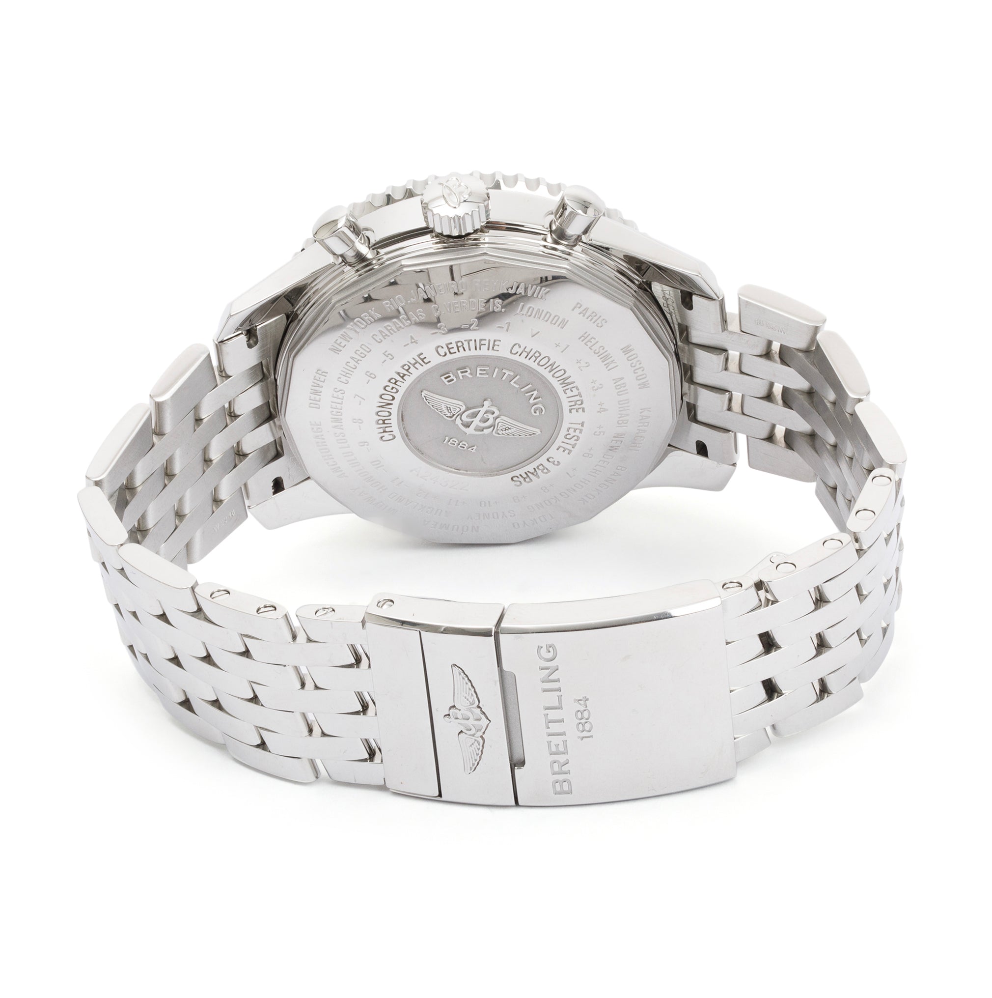 Breitling Stainless Steel Navitimer World GMT 46 MM Automatic Watch w/ Box & Papers