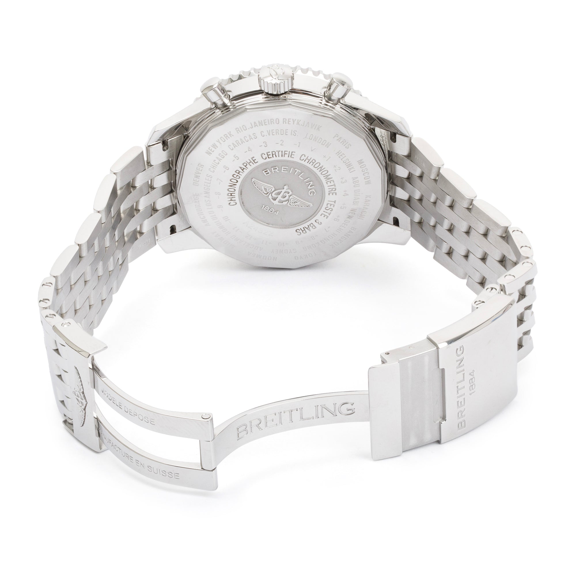 Breitling Stainless Steel Navitimer World GMT 46 MM Automatic Watch w/ Box & Papers