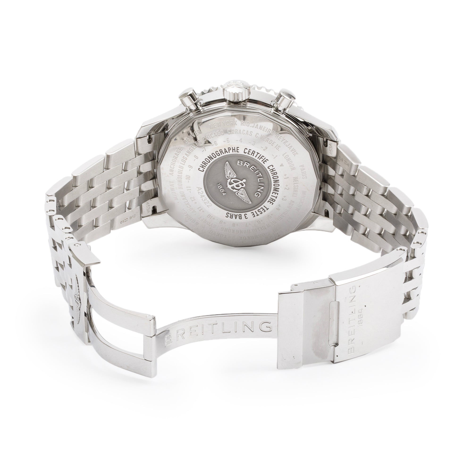 Breitling Stainless Steel Navitimer World GMT 46 MM Automatic Watch w/ Box, Papers & Extra Leather Band