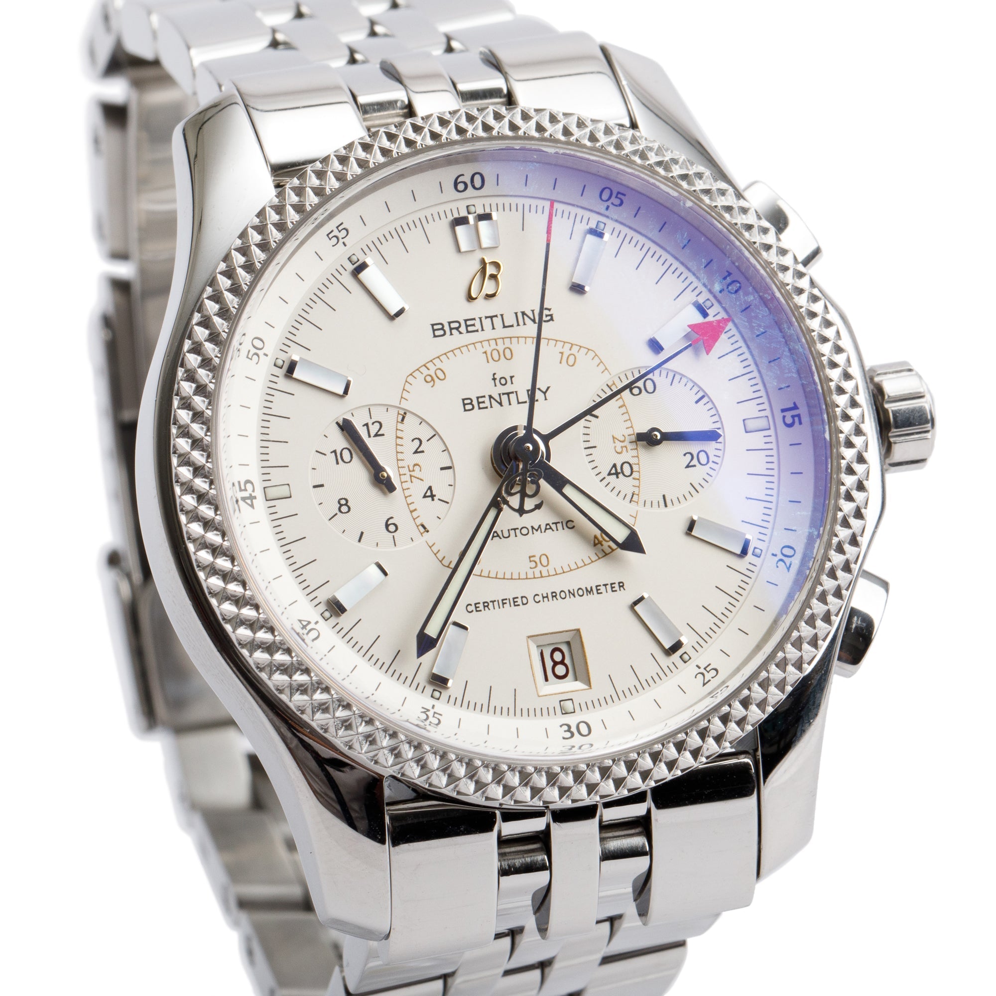 Breitling Stainless Steel Platinum Bezel Bentley Mark VI 42 MM Automatic Chronograph Watch P26362 w/ Box & Papers