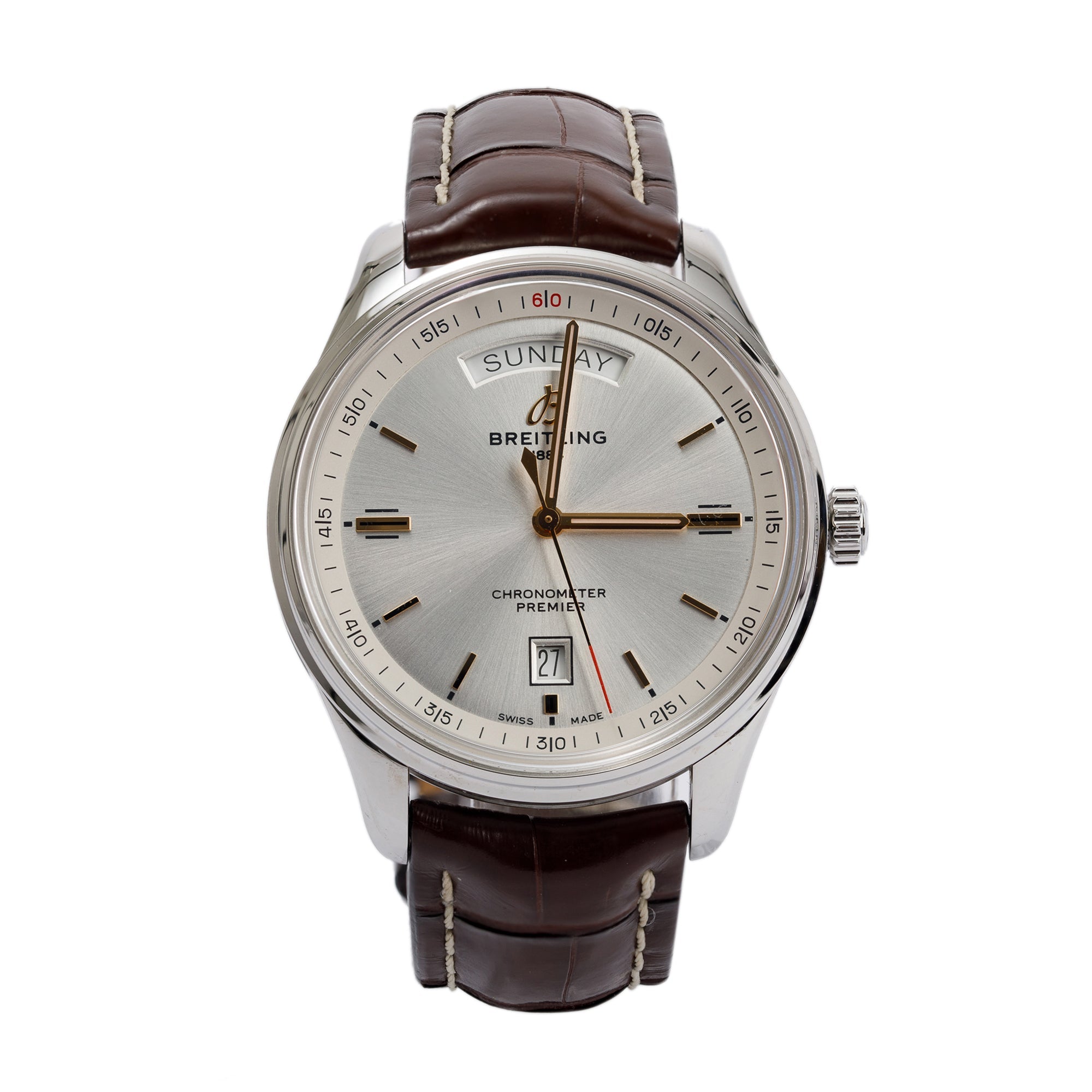 Breitling Stainless Steel Premier Day & Date 40 MM Auotomatic Watch w/ Box & Papers