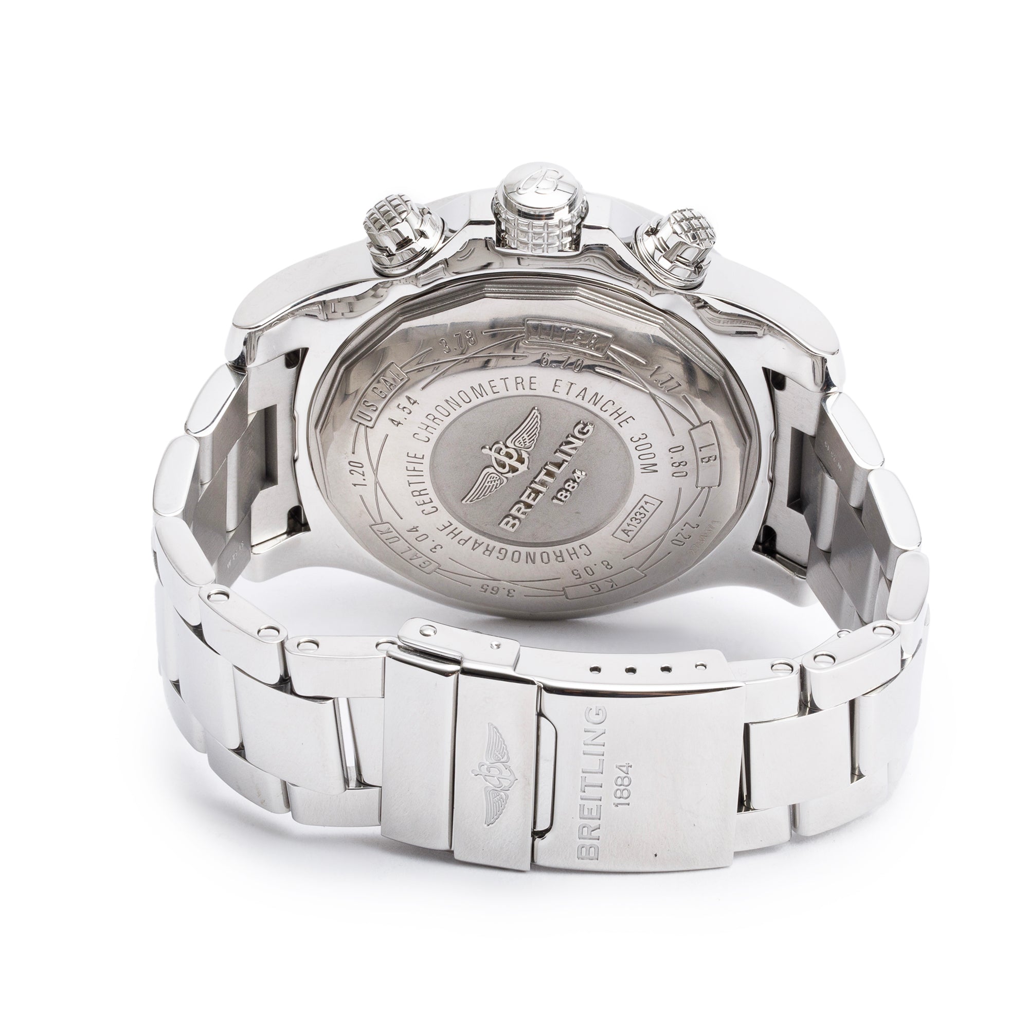 Breitling Stainless Steel Super Avenger II 48 MM Automatic Chronograph Watch Black Dial A13371 w/ Box & Papers