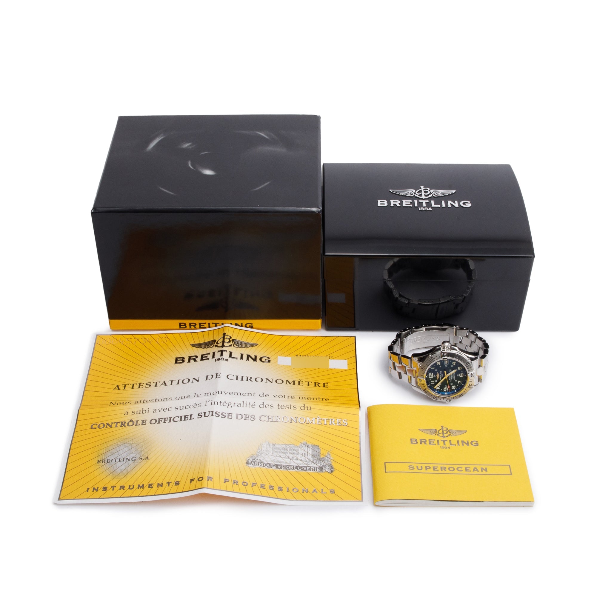 Breitling Stainless Steel Superocean 42 MM Automatic Blue Dial Watch A17360 w/ Box & Papers