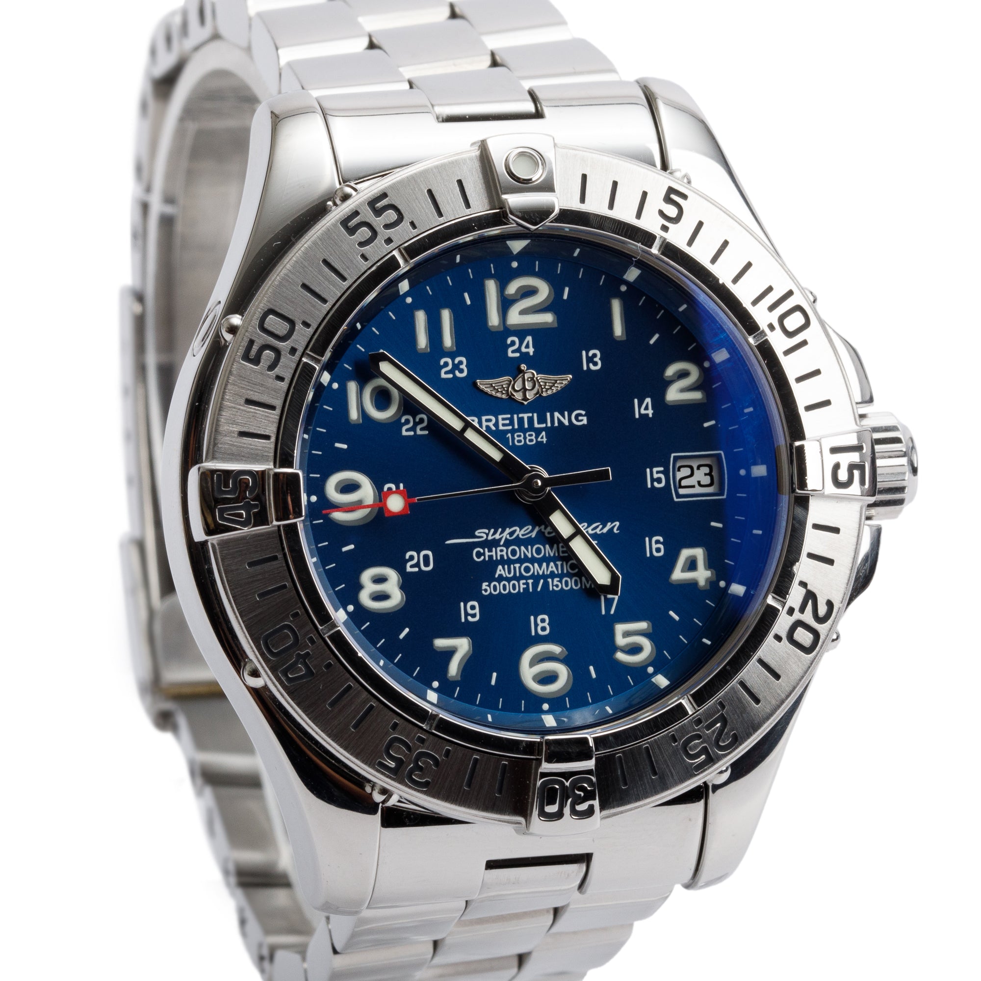 Breitling Stainless Steel Superocean 42 MM Automatic Blue Dial Watch A17360 w/ Box & Papers