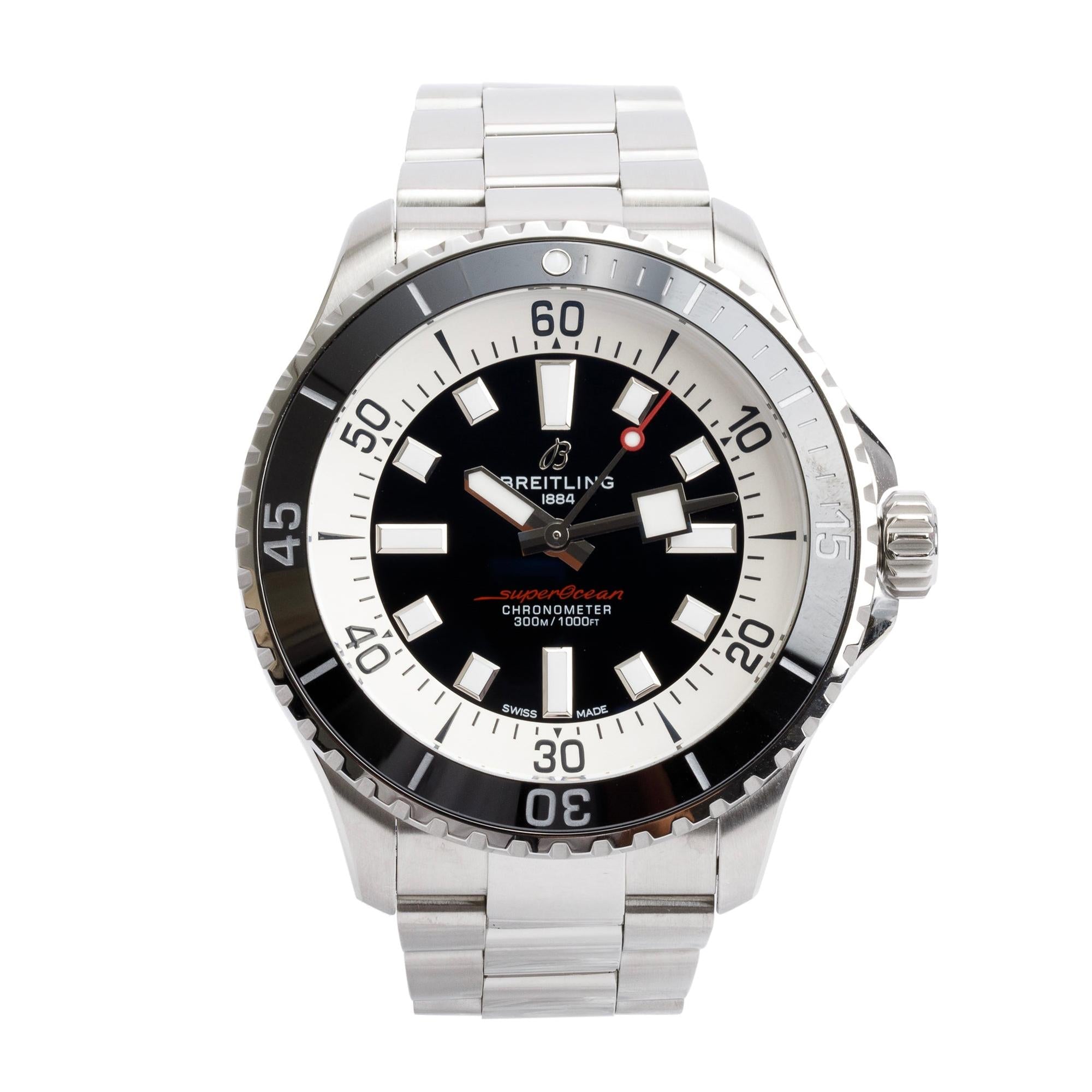 Breitling Stainless Steel Superocean 44 MM Automatic Watch A17376 w/ Box, Papers & Extra Strap