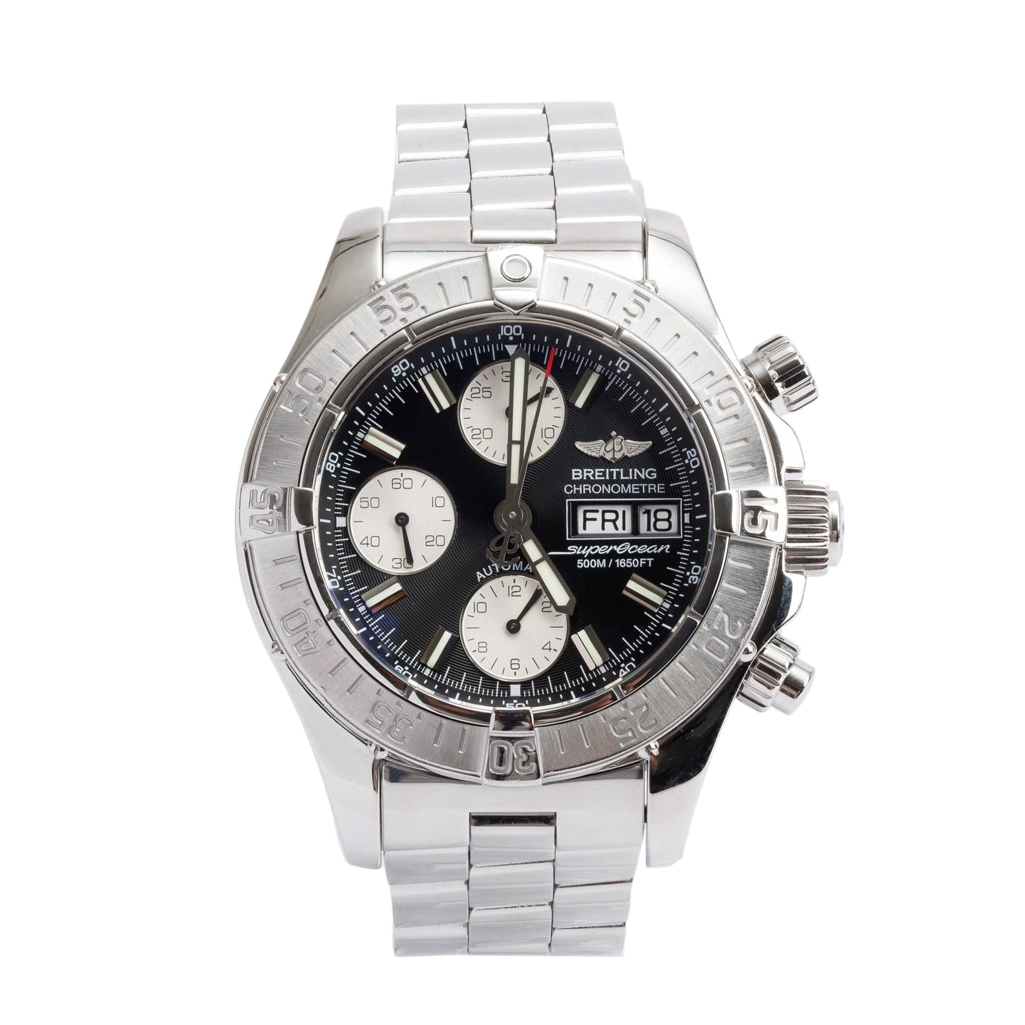 Breitling Stainless Steel Superocean Chronograph II 42 MM Automatic Watch A13340 w/ Box