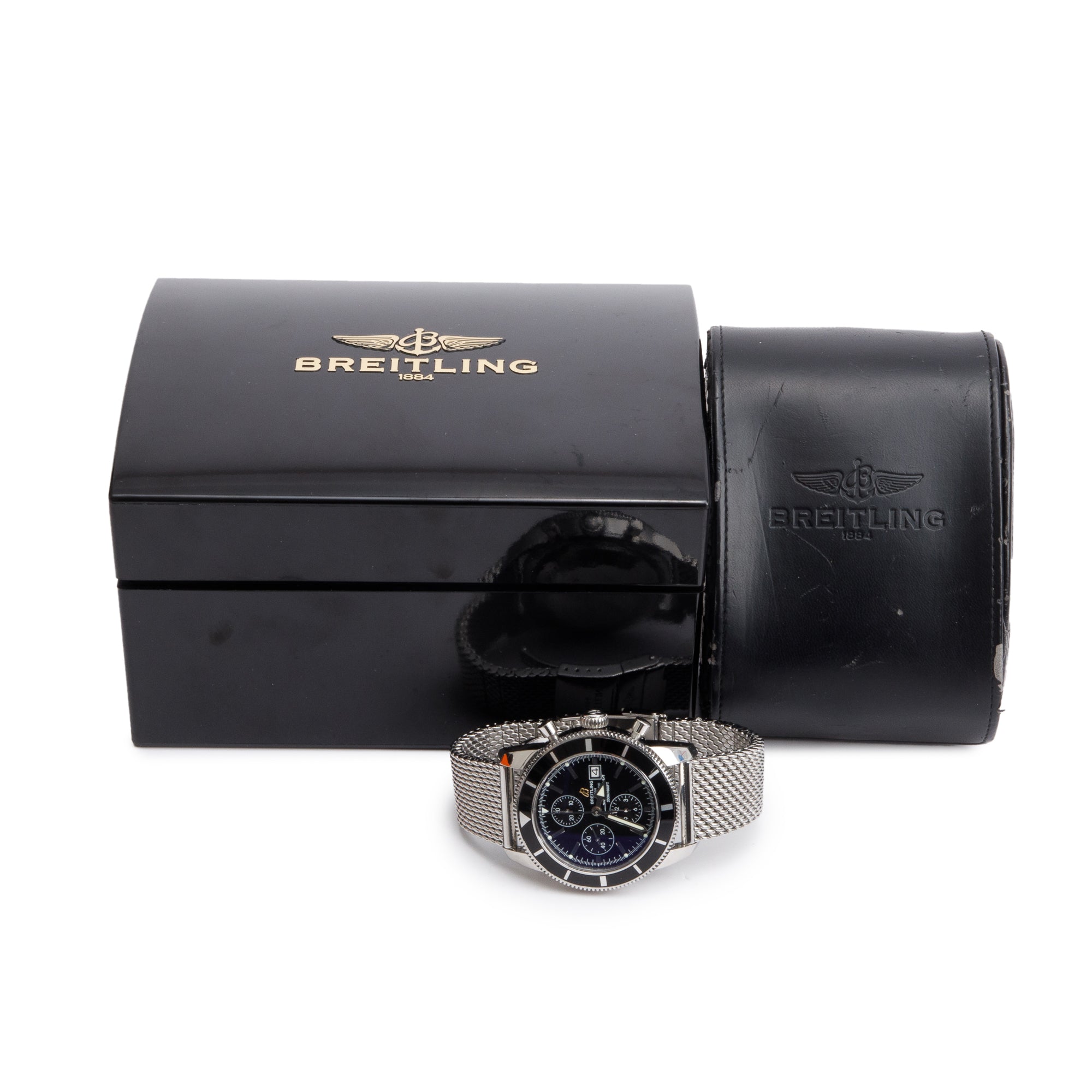 Breitling Stainless Steel Superocean Heritage 46 MM Automatic Chronograph Black Dial Watch A13320 w/ Box