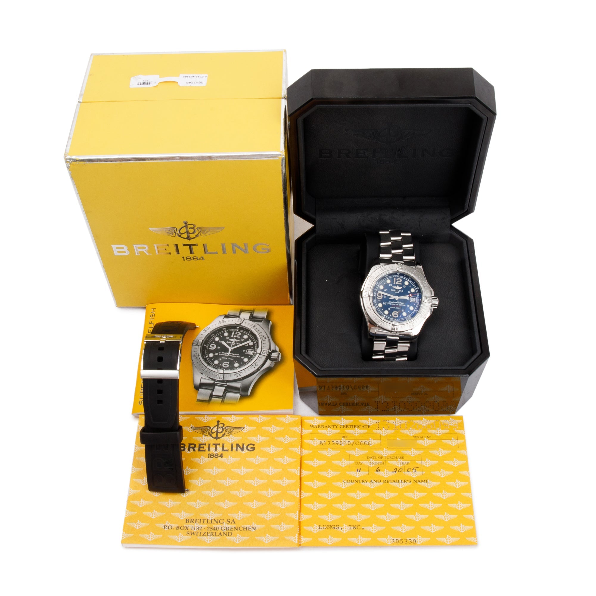 Breitling Stainless Steel Superocean Steelfish 44 MM Automatic Watch w/ Box, Papers & Extra Strap