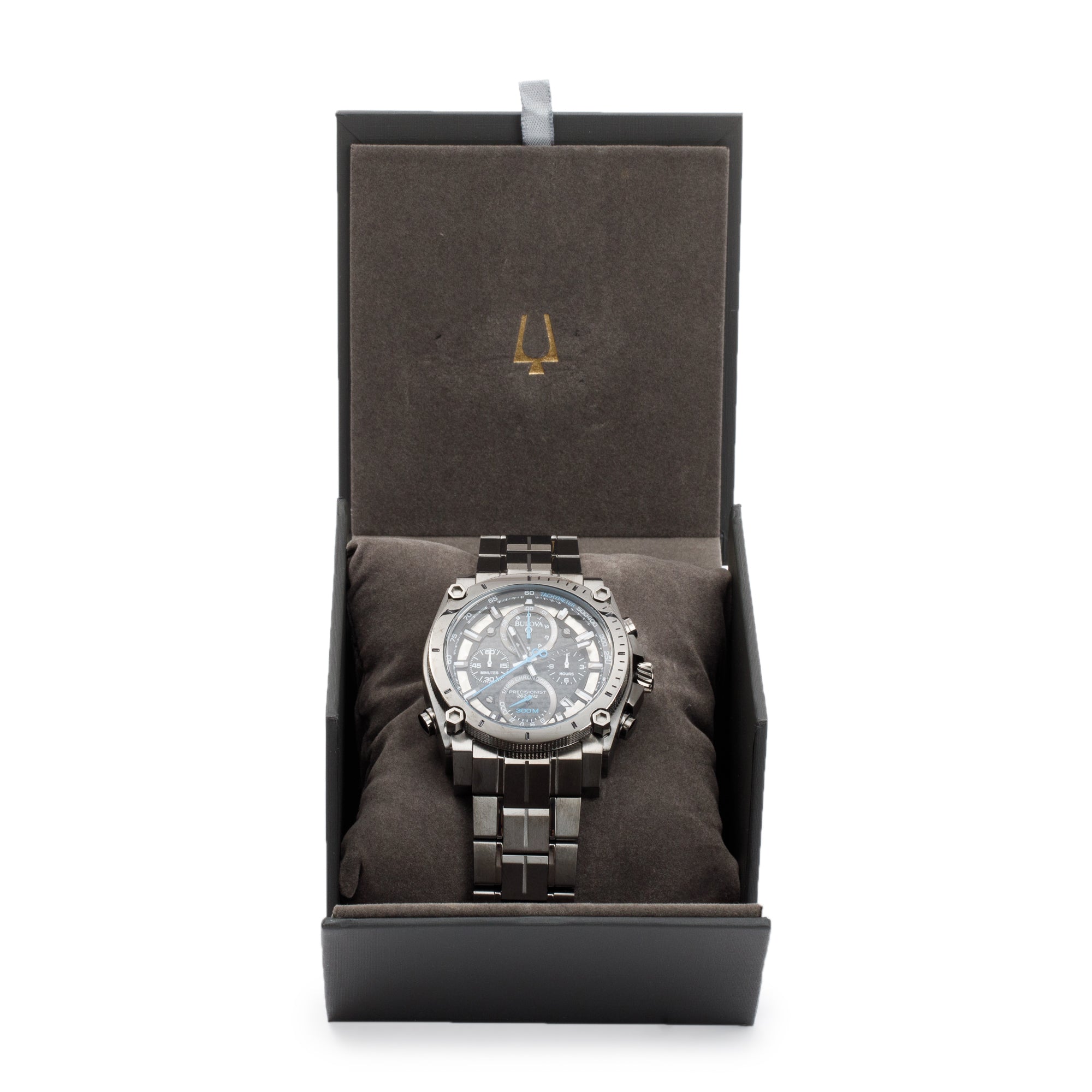 Bulova 2022 Grey PVD Stainless Steel Icon Precisionist Chronograph 46.5 MM Quartz Watch w/ Box