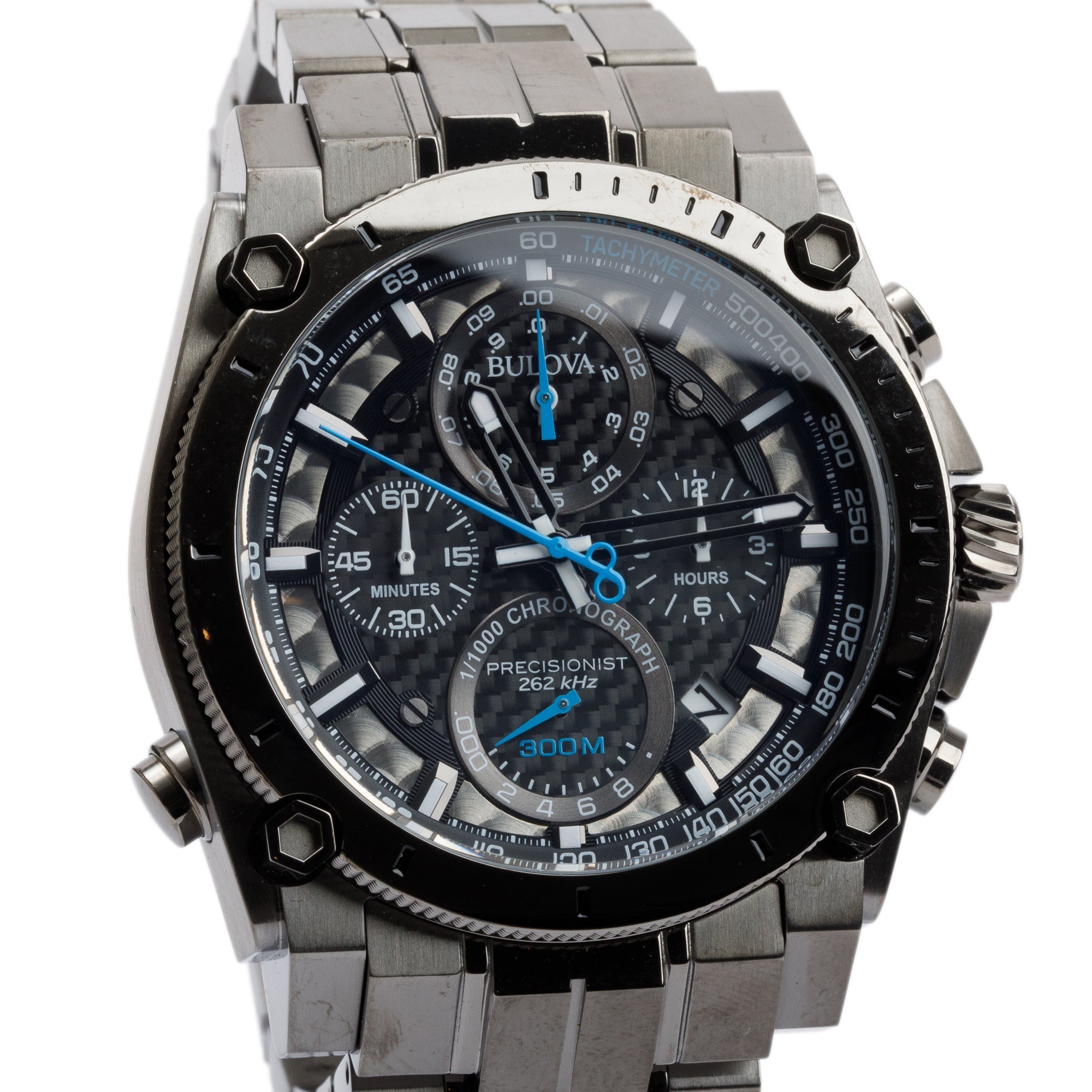 Bulova 2022 Grey PVD Stainless Steel Icon Precisionist Chronograph 46.5 MM Quartz Watch w/ Box