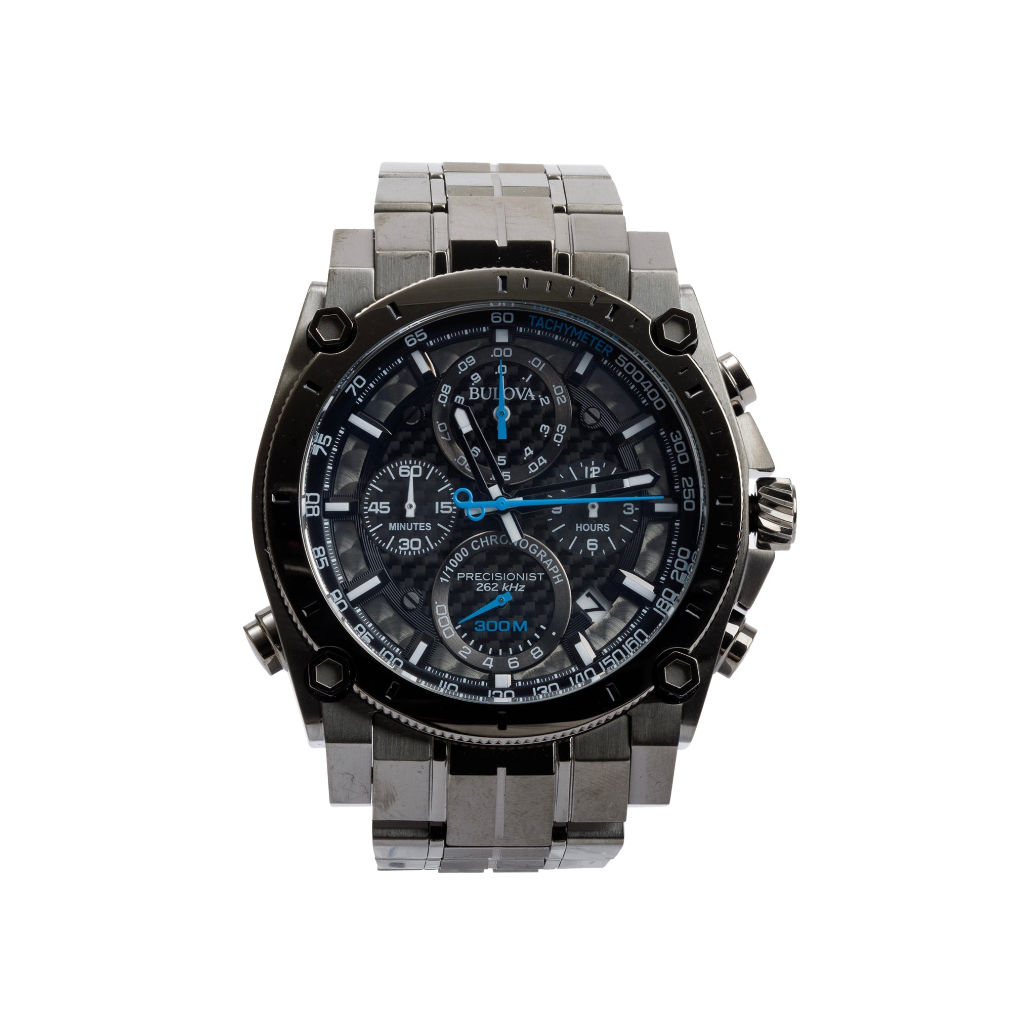 Bulova 2022 Grey PVD Stainless Steel Icon Precisionist Chronograph 46.5 MM Quartz Watch w/ Box