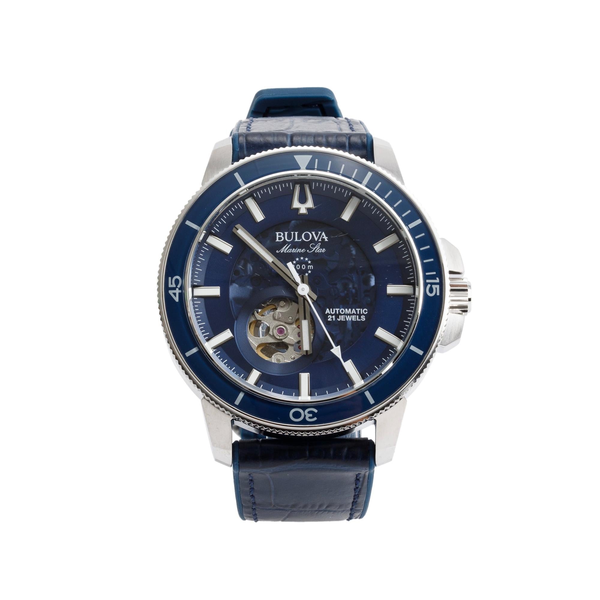 Bulova 2022 Stainless Steel Marine Star 45 MM Automatic Watch 96A291 w/ Box & Papers