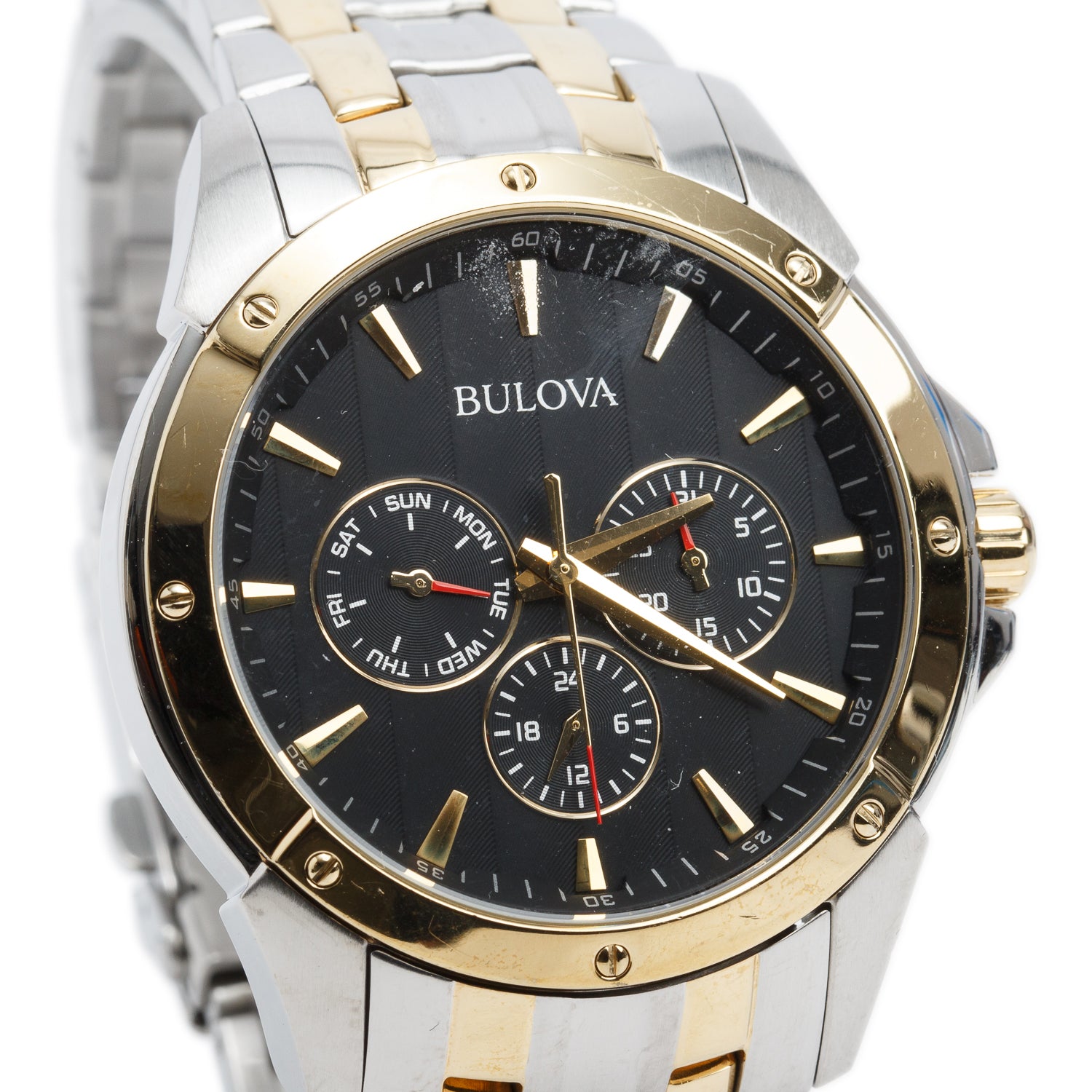 Bulova Two-Tone Stainless Steel Classic 43 MM Quartz Watch Black Dial 98C120