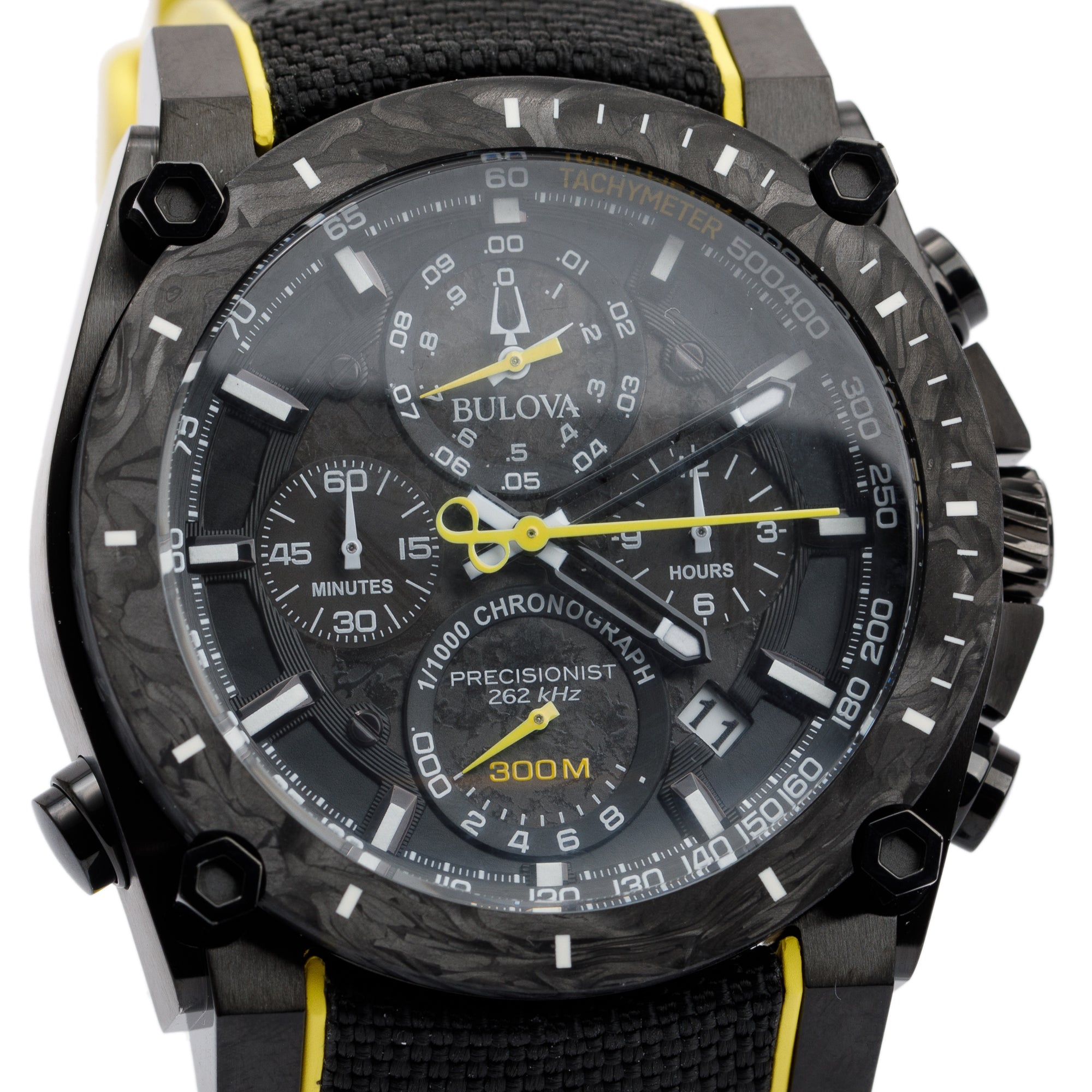 Bulova Black Stainless Steel Precisionist Chronograph 46.5 MM Quartz Watch