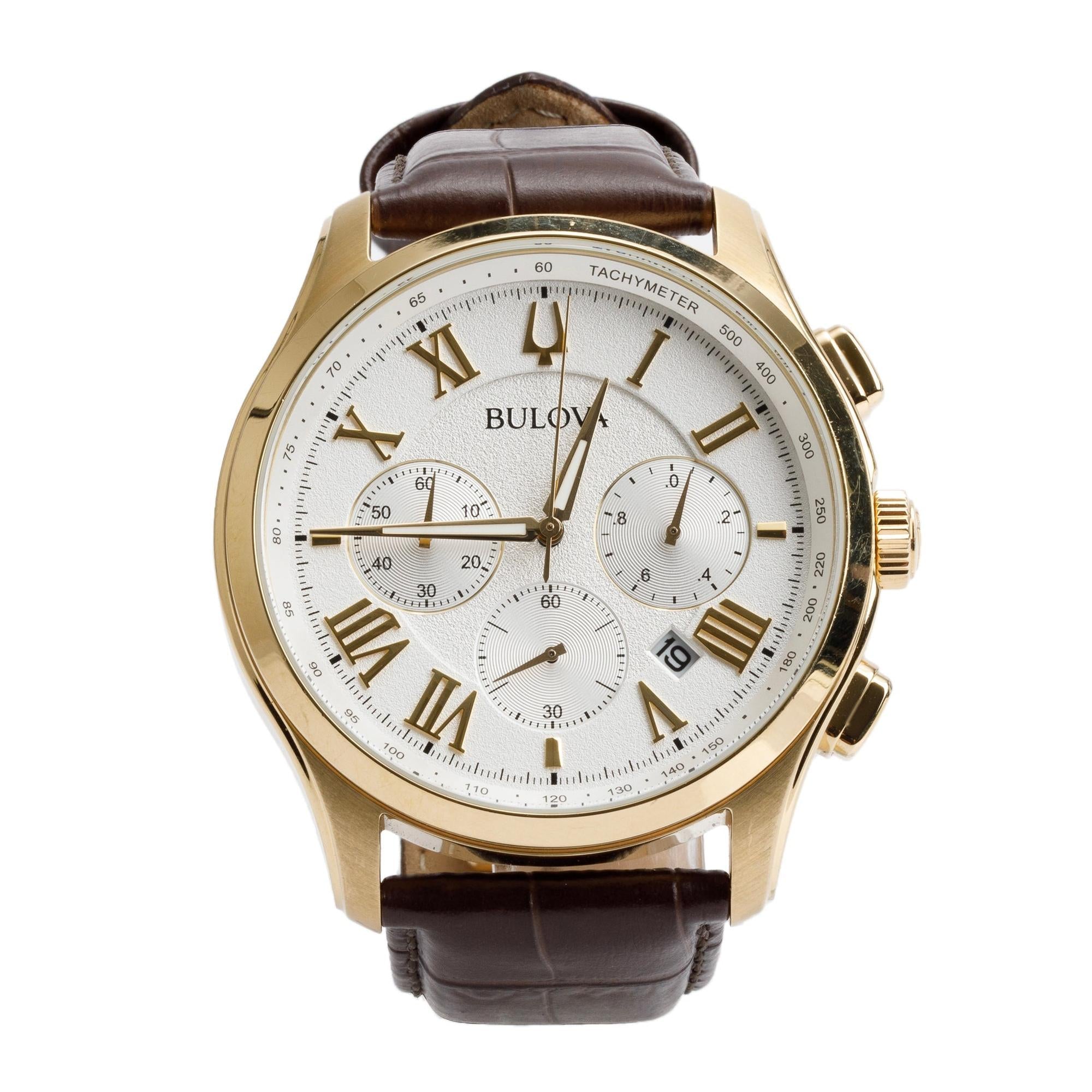 Bulova Gold-Plated Stainless Steel Wilton Classic 46.5 MM Chronograph Quartz Watch 97B169