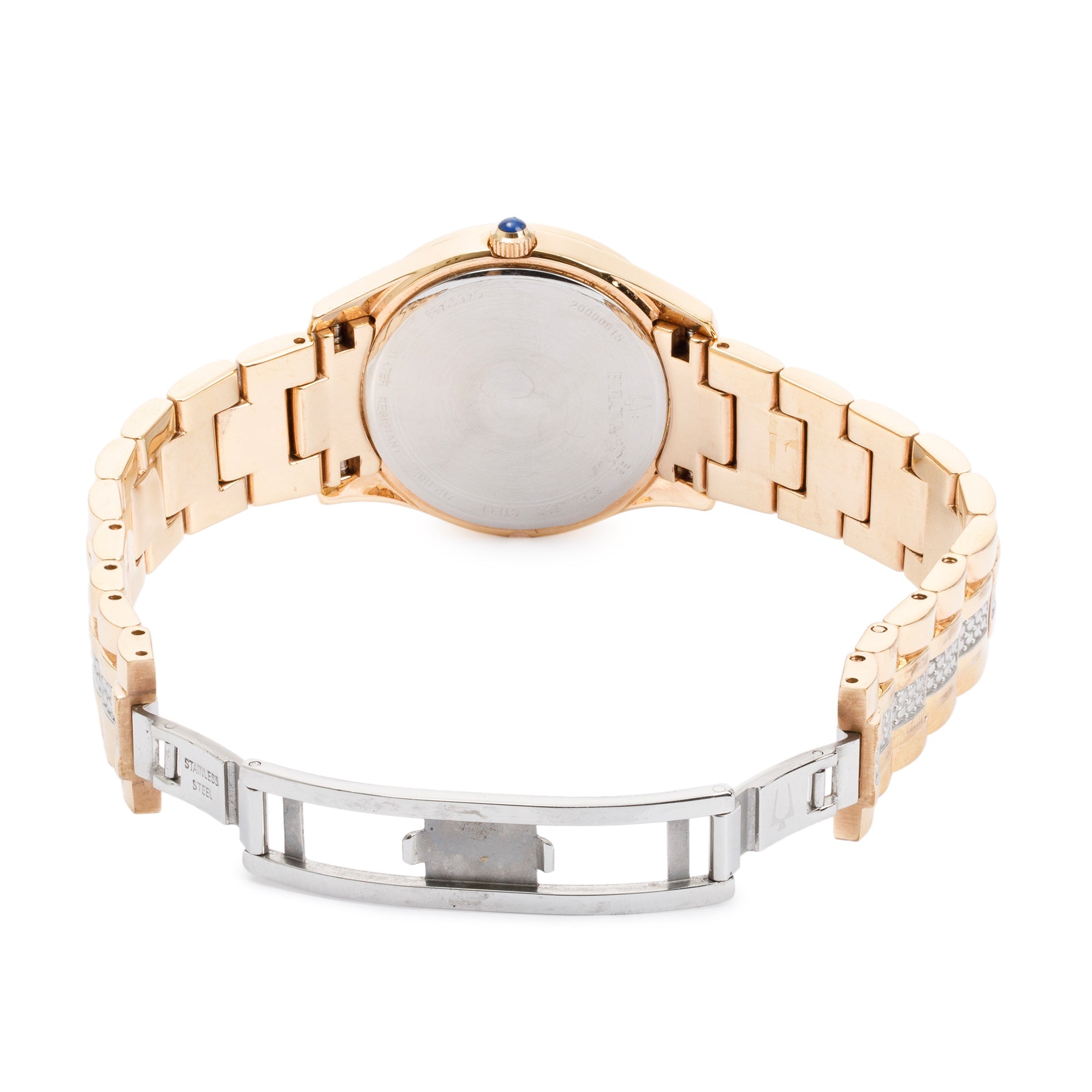 Bulova Rose Gold Plated Stainless Steel Crystal Accent 30.5 MM Quartz Watch