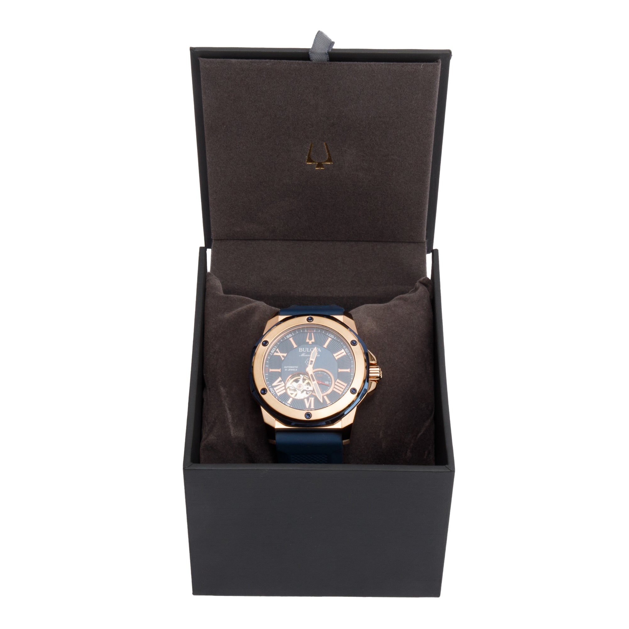 Bulova Rose Gold-Plated Stainless Steel Marine Star 44MM Automatic Watch 98A227 w/ Box & Papers