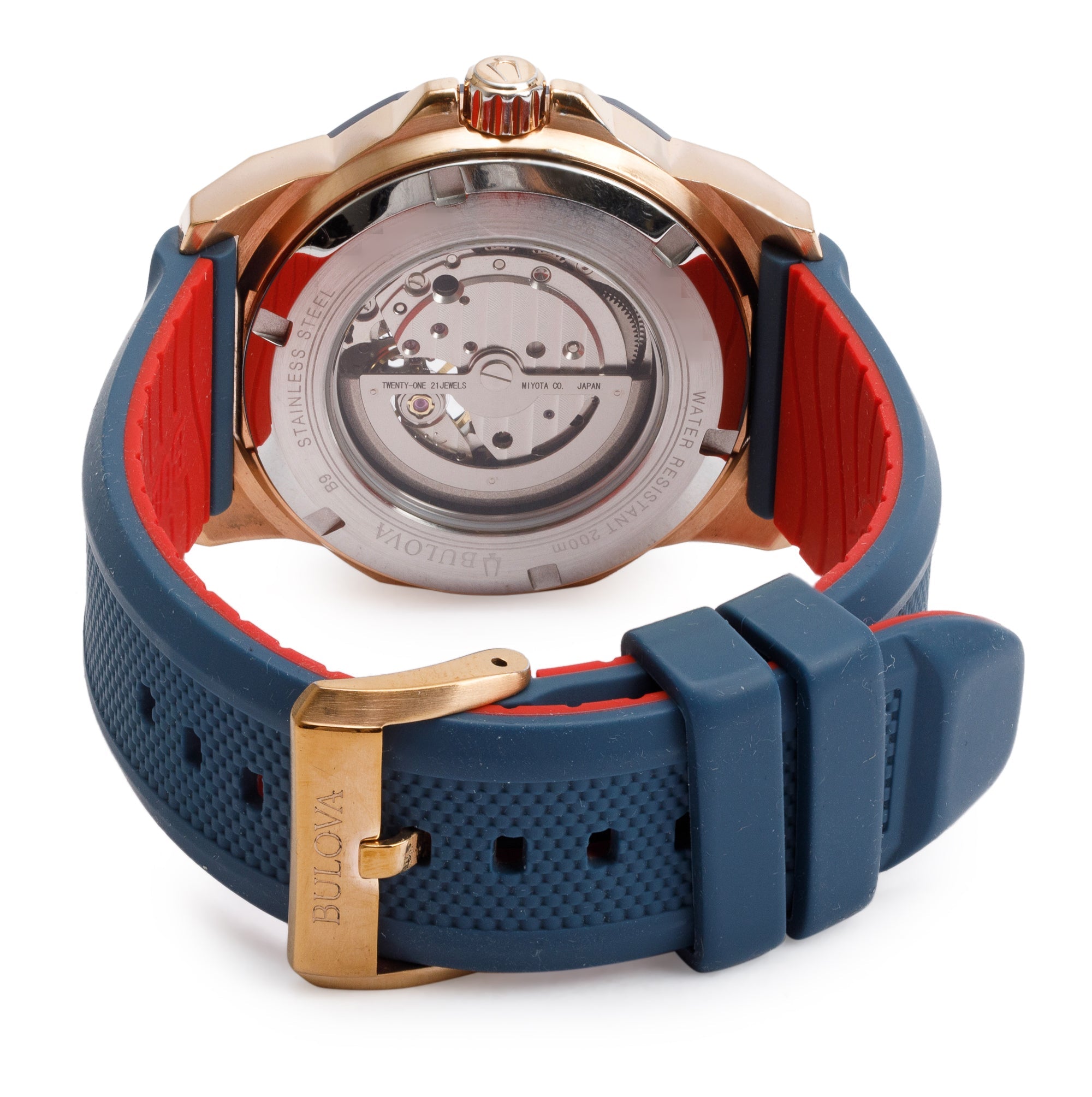 Bulova Rose Gold-Plated Stainless Steel Marine Star 44MM Automatic Watch 98A227 w/ Box & Papers