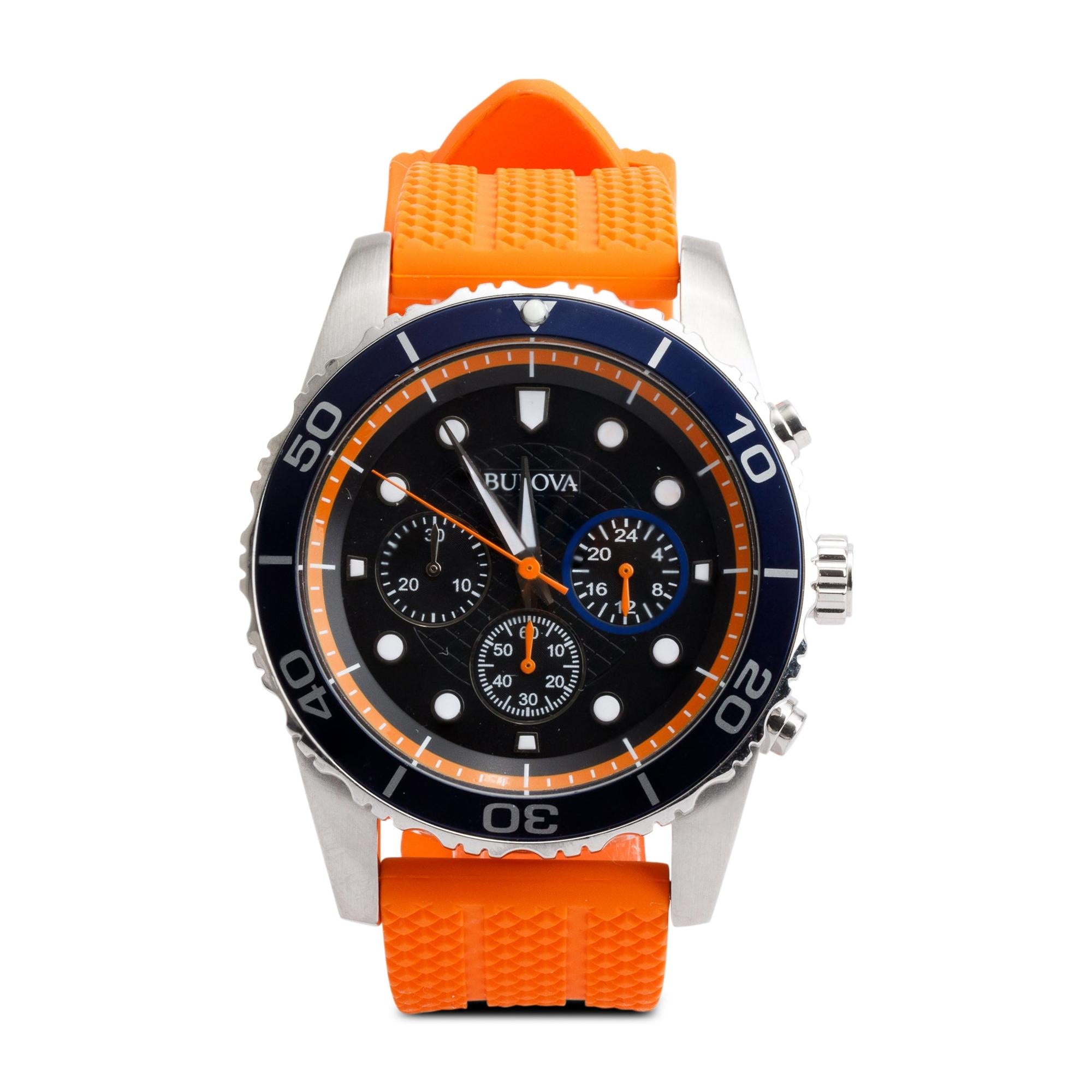 Bulova Stainless Steel 43 MM Chronograph Quartz Watch 98A204