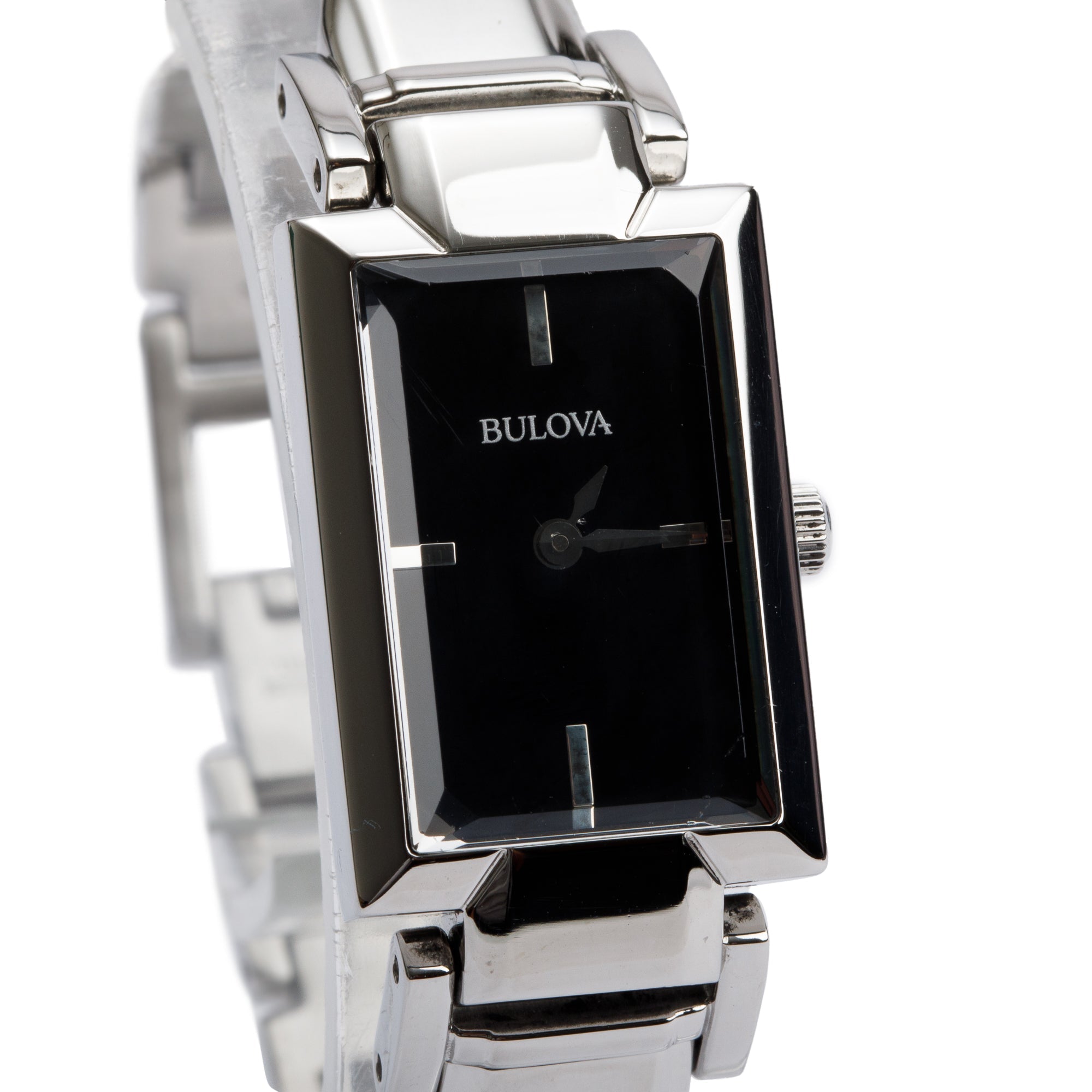 Bulova Stainless Steel Black Dial Classic Women's Quartz Watch