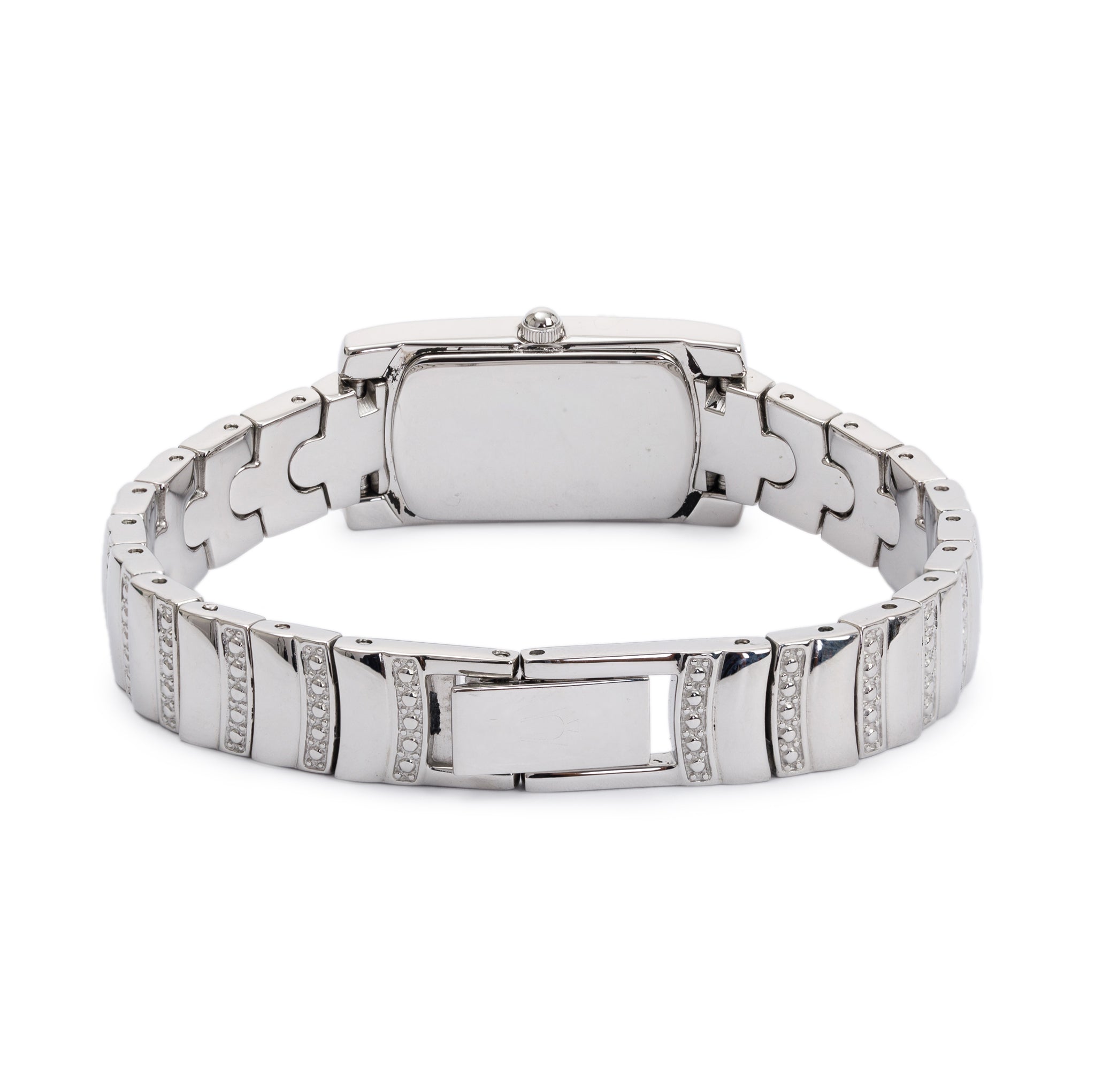 Bulova Stainless Steel Crystal Accent Rectangular Watch