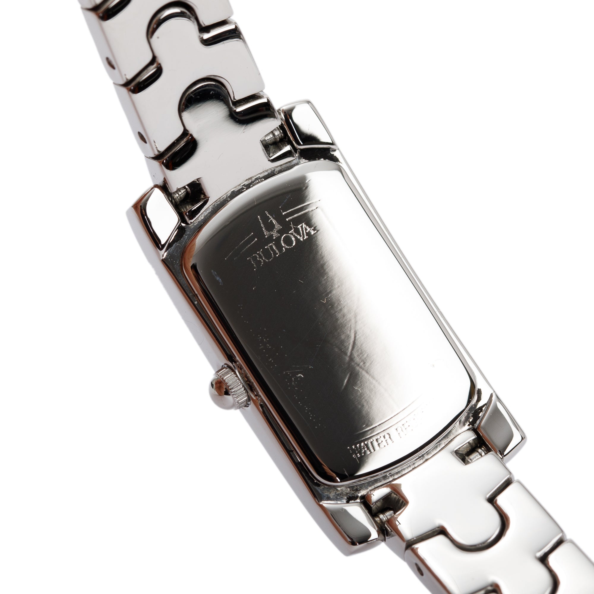 Bulova Stainless Steel Crystal Accent Rectangular Watch