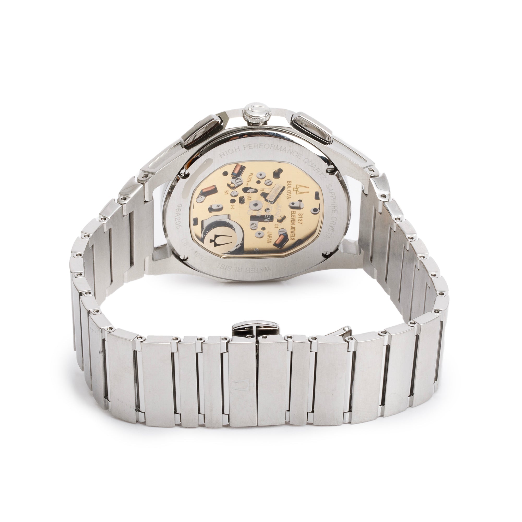 Bulova Stainless Steel Curv 44 MM Chronograph Quartz Watch 96A205