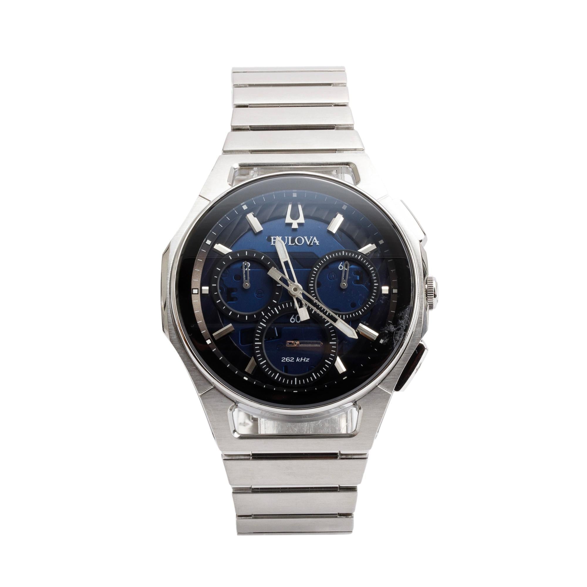 Bulova Stainless Steel Curv 44 MM Chronograph Quartz Watch 96A205