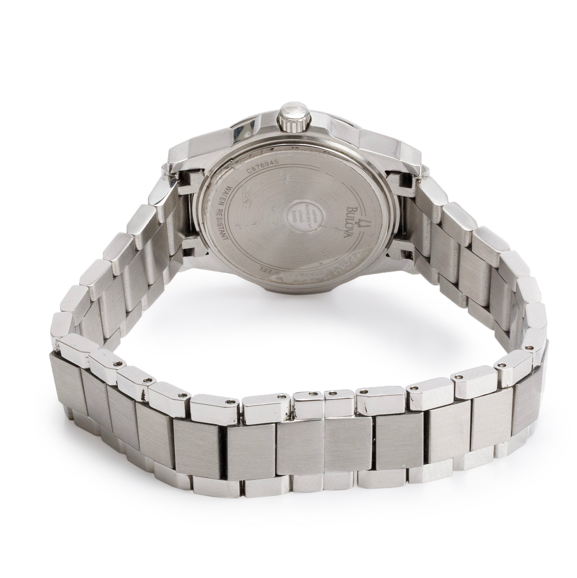 Bulova Stainless Steel Diamond Bezel Mother of Pearl Diamond Dial 30 MM Quartz Watch w/ Box