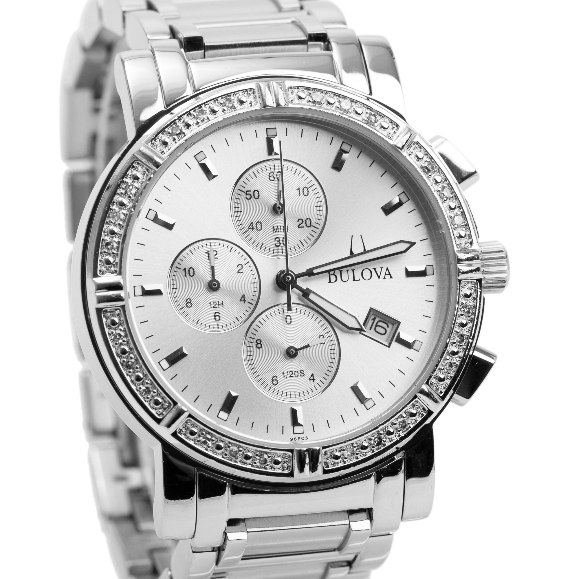 Bulova Stainless Steel Diamond Chronograph 39 MM Quartz Watch