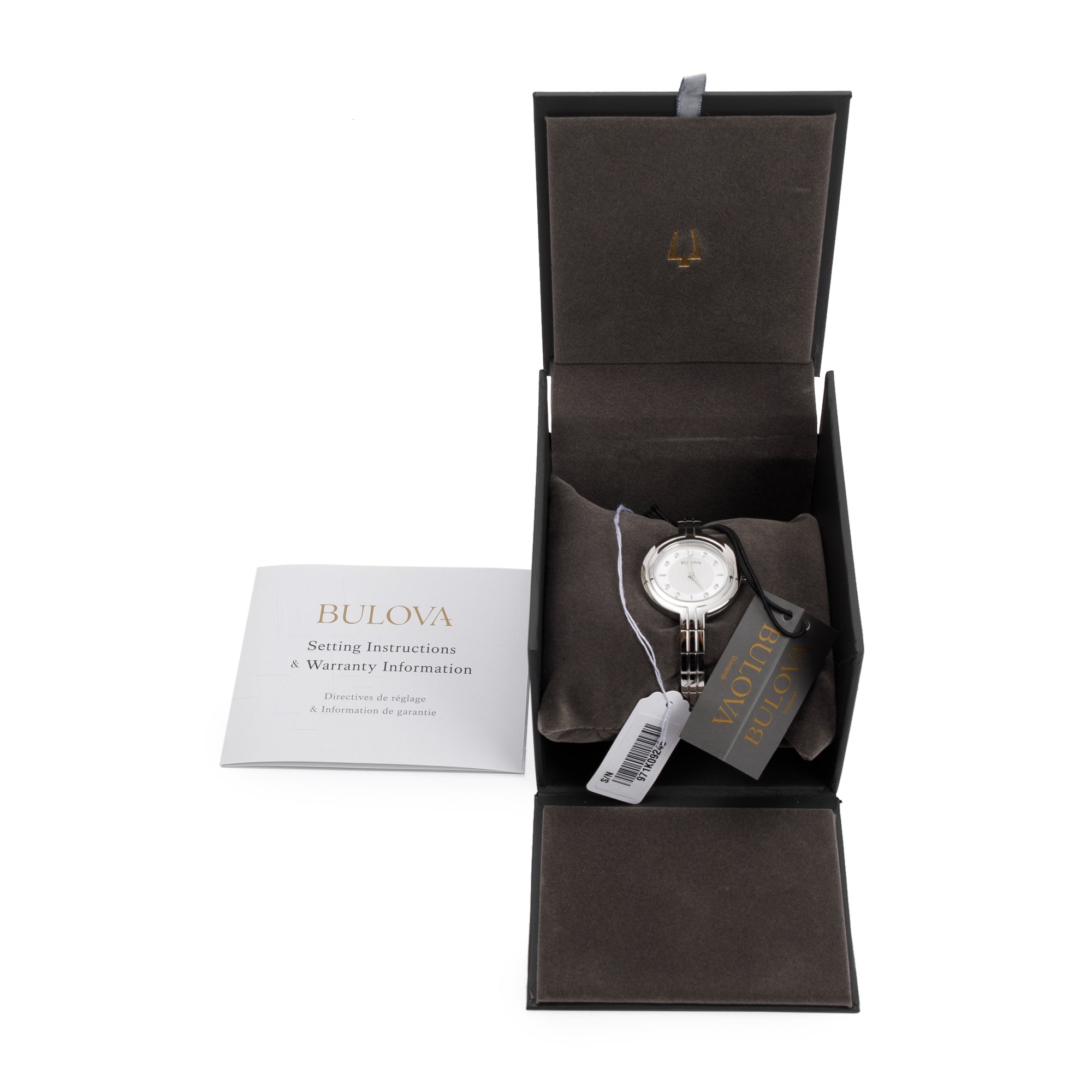 Bulova Stainless Steel Diamond Dial Rhapsody Classic Diamond Dial 30 MM Watch w/ Box