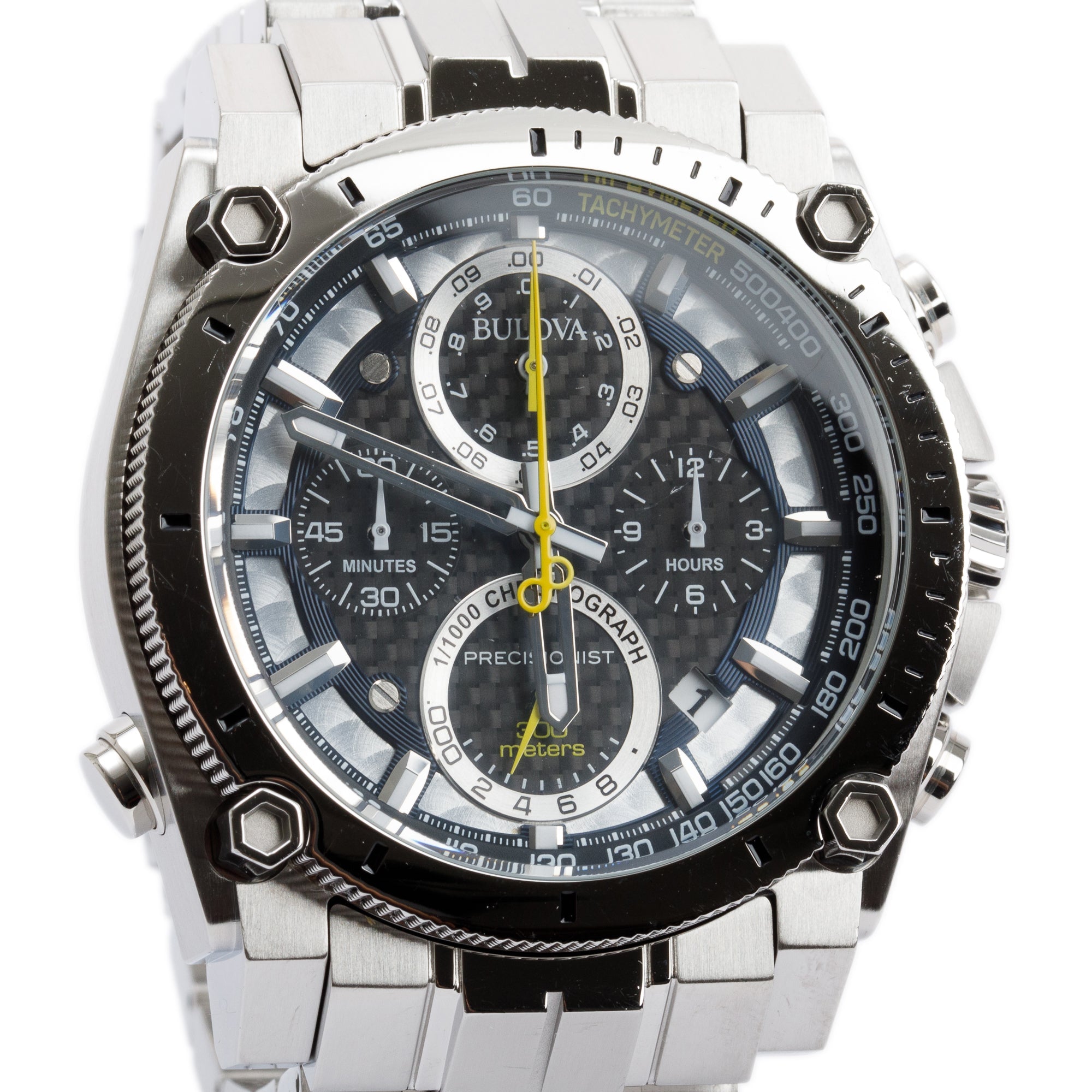 Bulova Stainless Steel Precisionist Chronograph 46.5 MM Quartz Watch