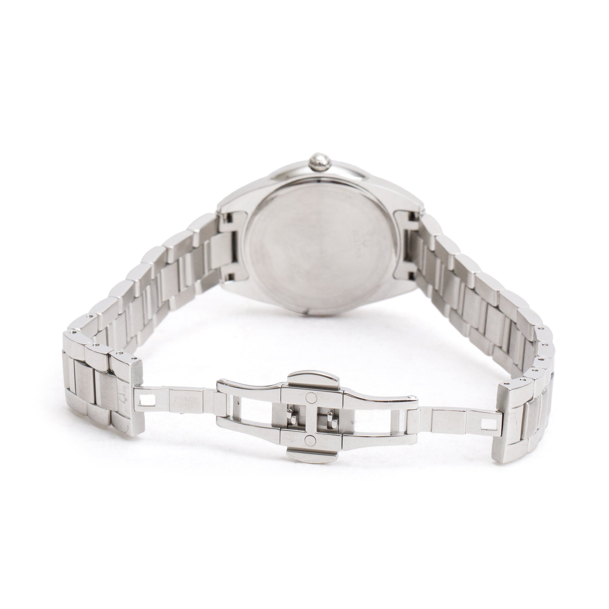 Bulova Stainless Steel Sutton Diamond Dial 32.5 MM Quartz Watch w/ Box