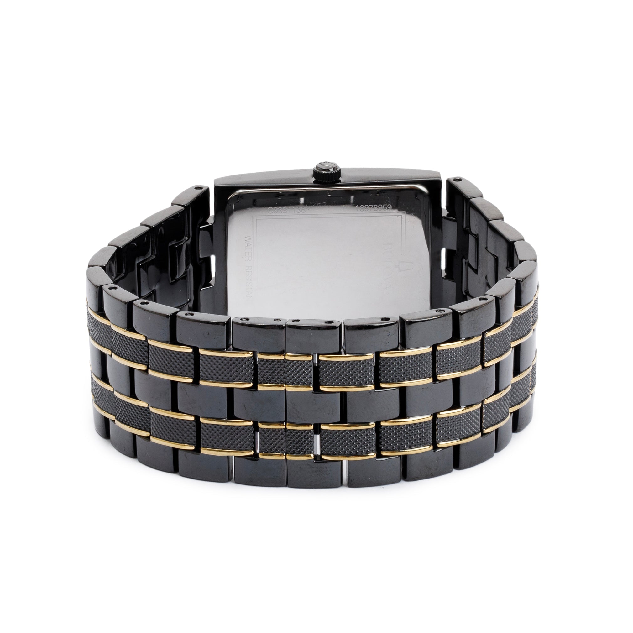 Bulova Two-Tone Plated Stainless Steel Diamond Dial 30 MM Rectangular Watch w/ Box