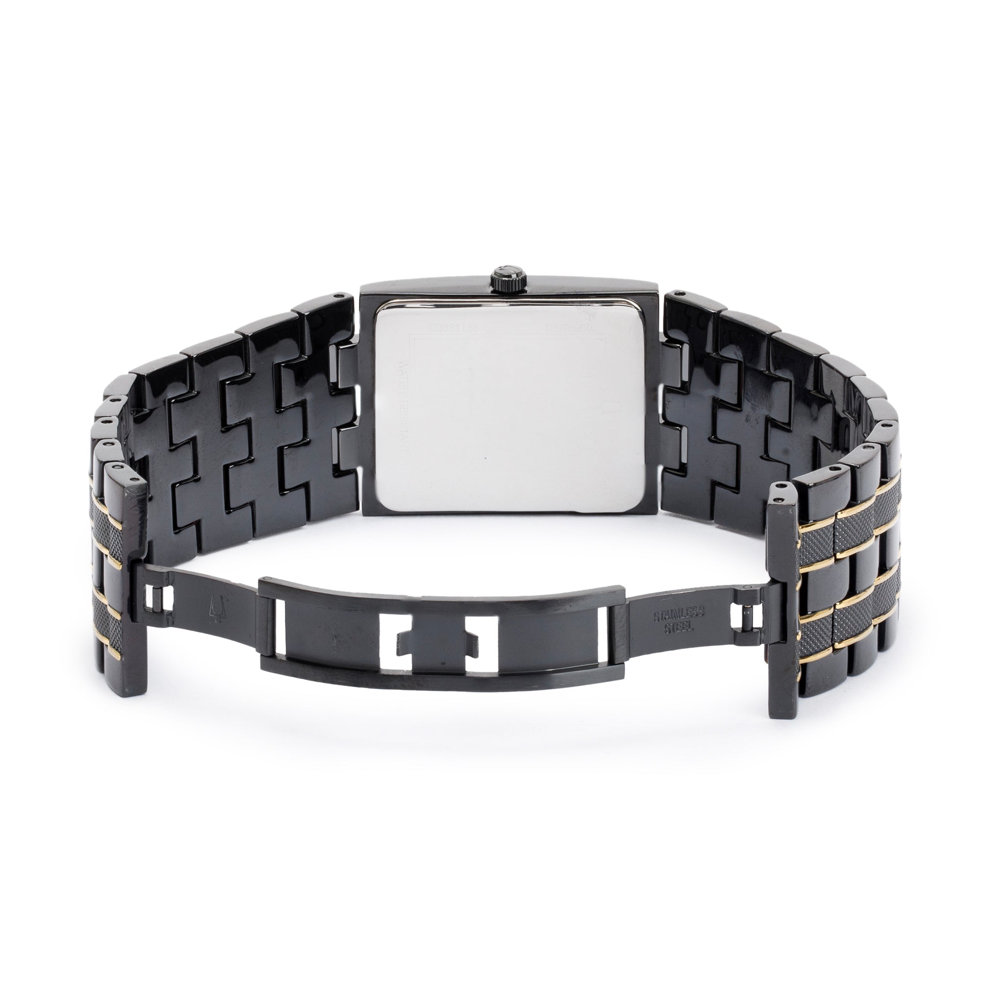 Bulova Two-Tone Plated Stainless Steel Diamond Dial 30 MM Rectangular Watch w/ Box