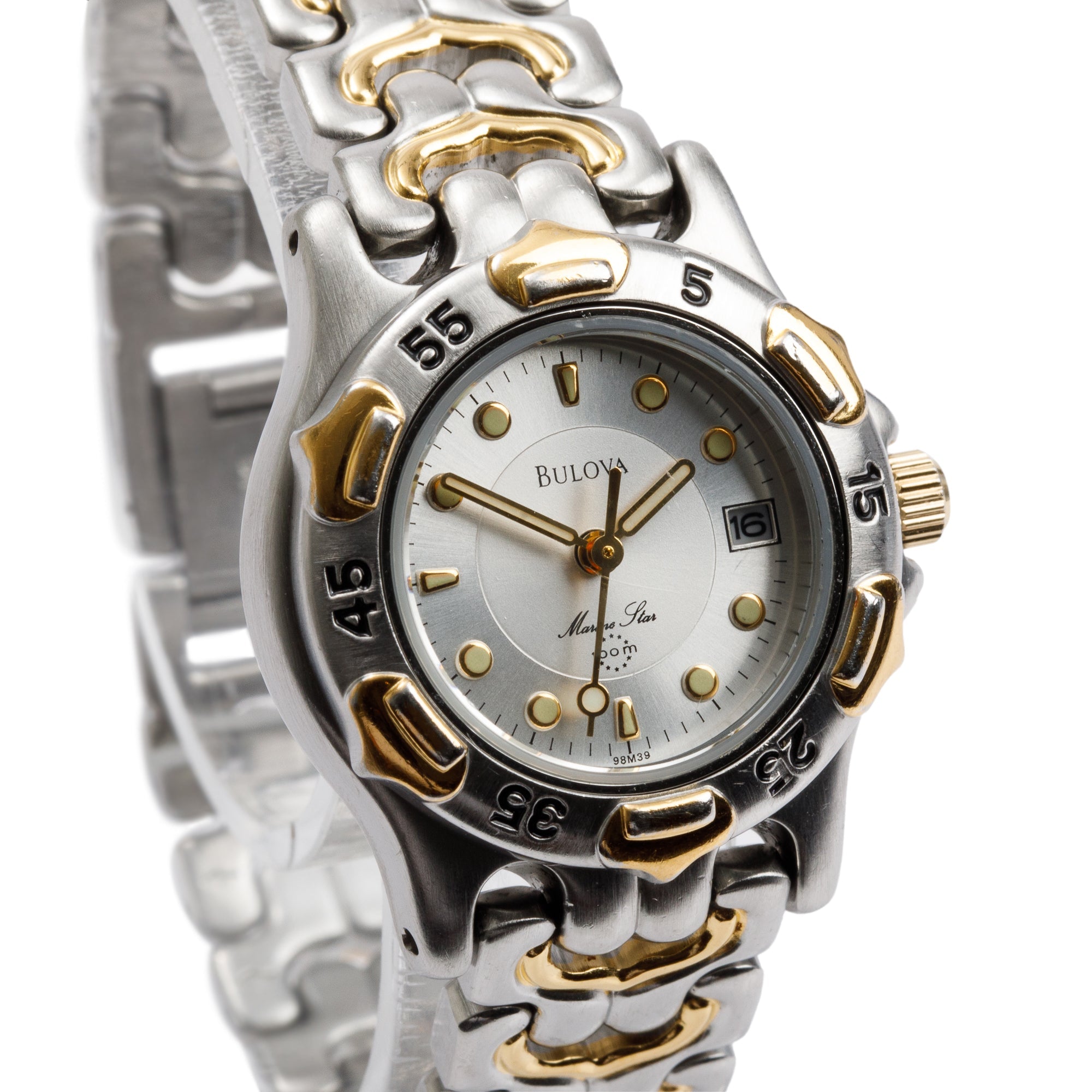 Bulova Two-Tone Stainless Steel Marine Star 27 MM Ladies Quartz Watch 98M39