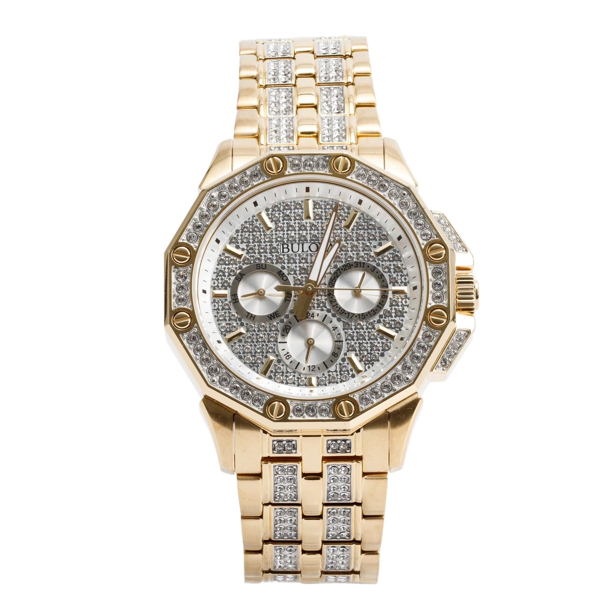 Bulova Yellow Gold-Plated Stainless Steel Octava Crystal 41.5 MM Quartz Watch 98C126