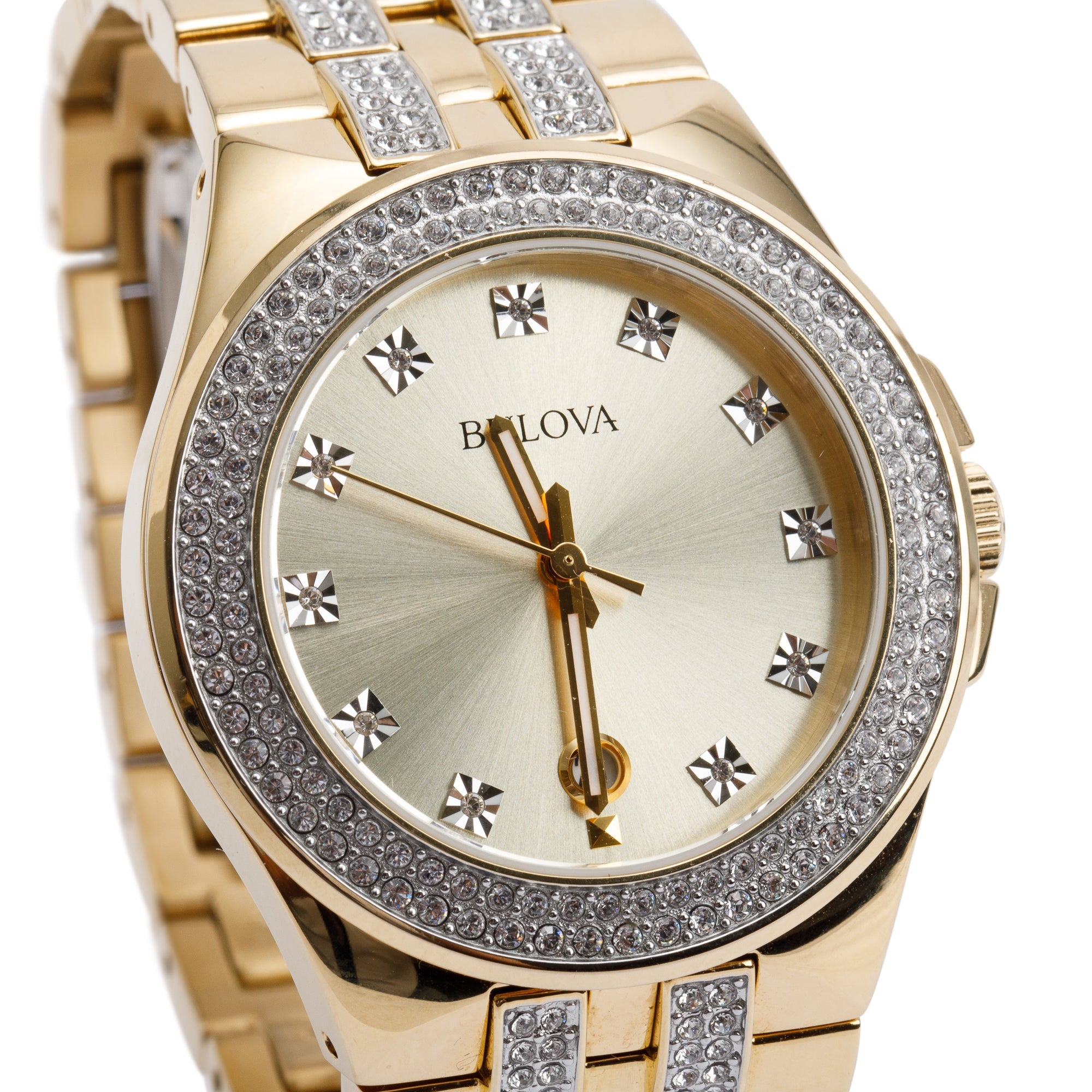 Bulova Yellow Gold-Plated Stainless Steel Phantom Crystal 42 MM Quartz Watch 98B174 w/ Box & Receipt