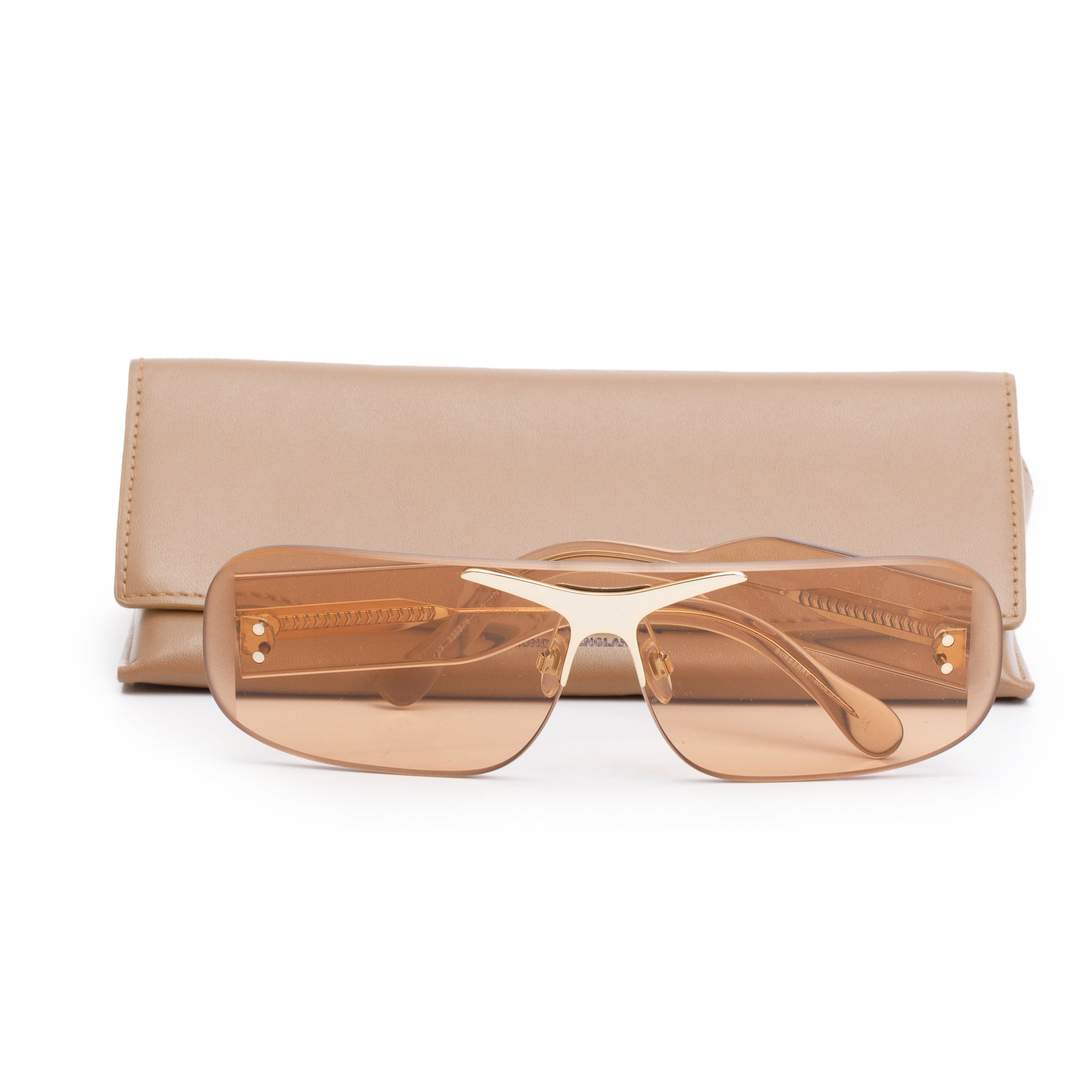 Burberry B 3123 Brown Transparent Acetate Shield Sunglasses w/ Case