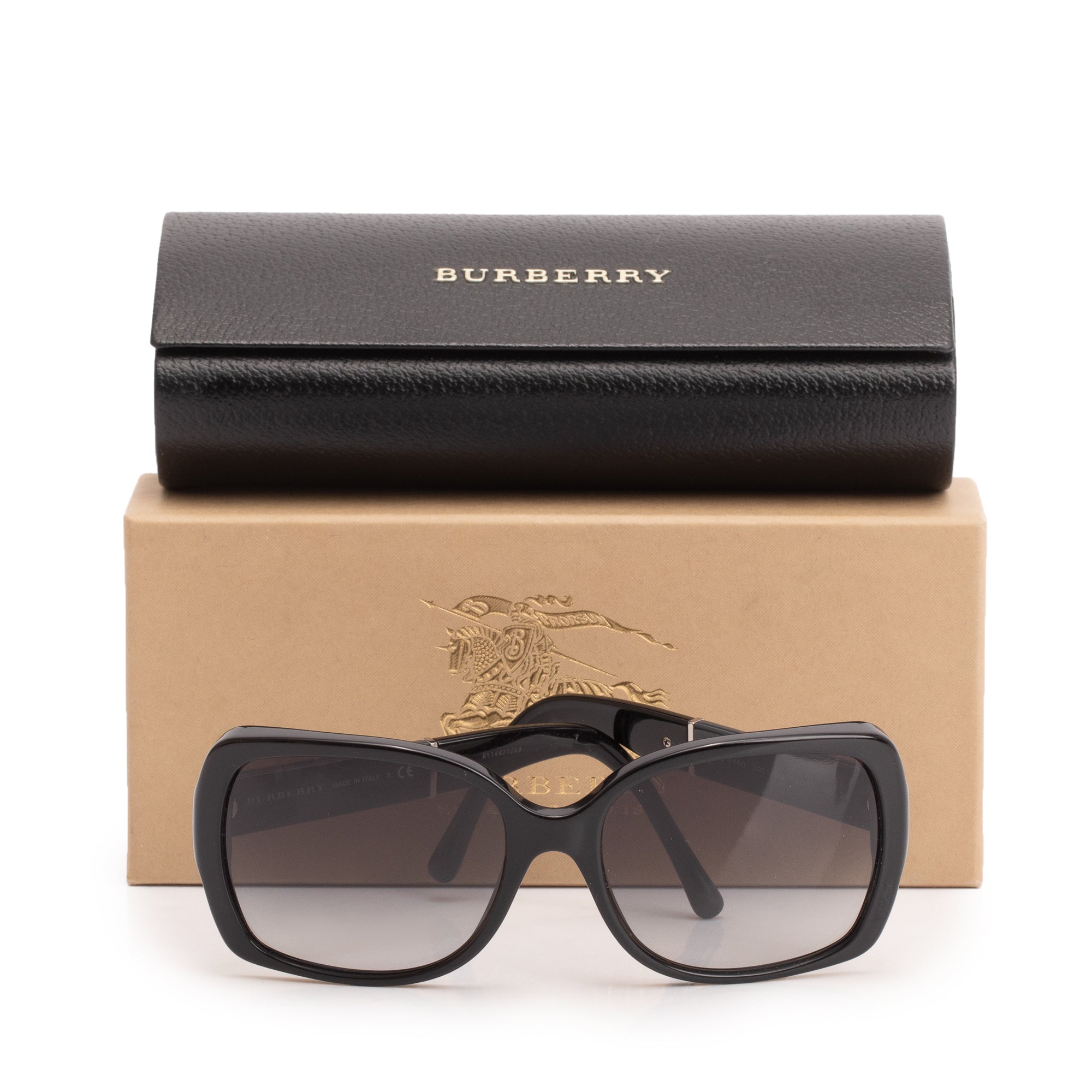 Burberry B 4160 Black Check Acetate Rectangular Sunglasses w/ Box & Case