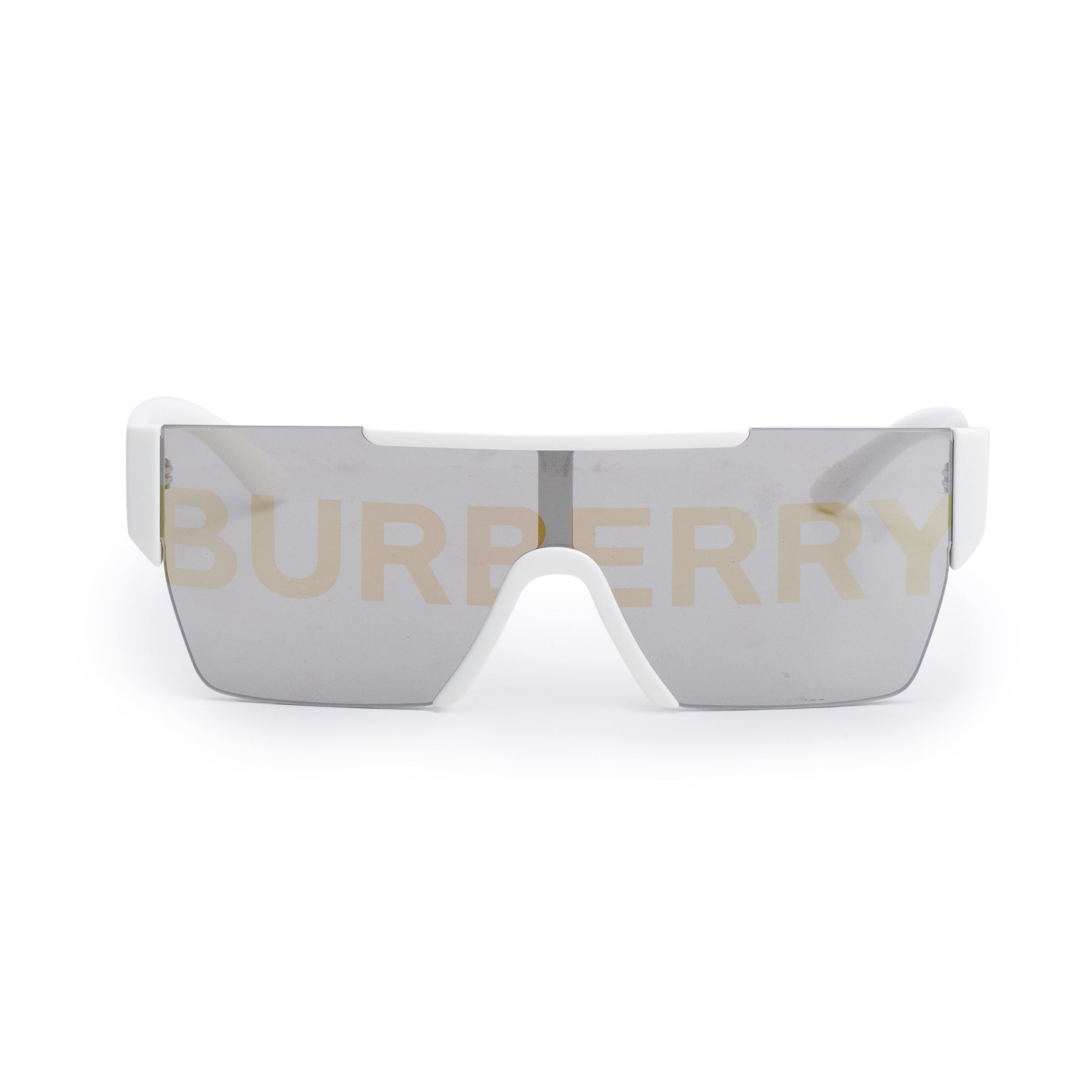 Burberry BE 4291 White Acetate Logo Shield Sunglasses w/ Case