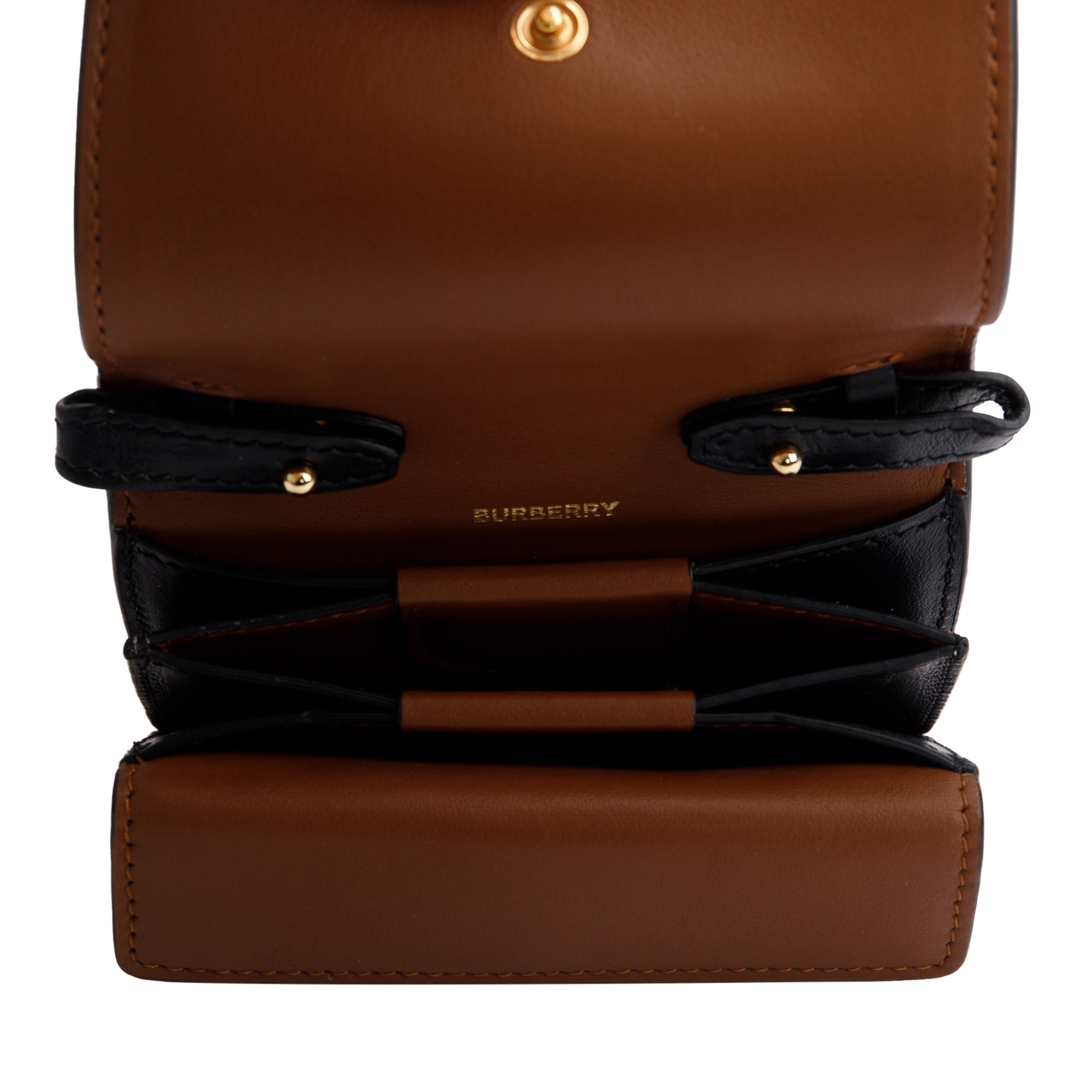 Burberry Beige E-Canvas Icon Stripe Card Holder Wallet