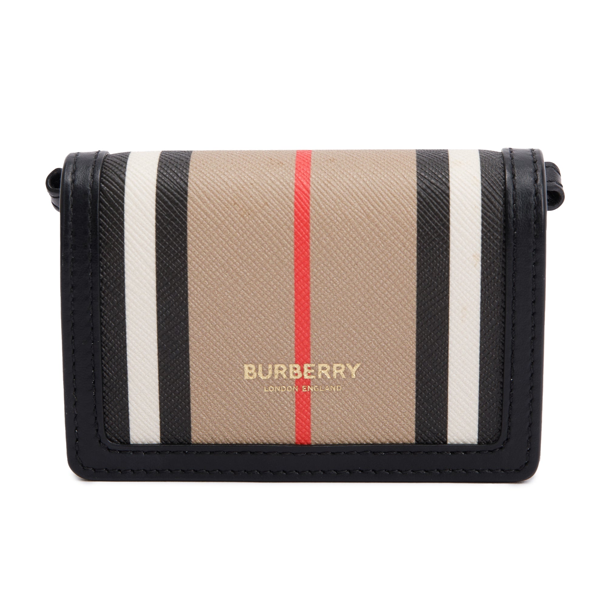 Burberry Beige E-Canvas Icon Stripe Card Holder Wallet