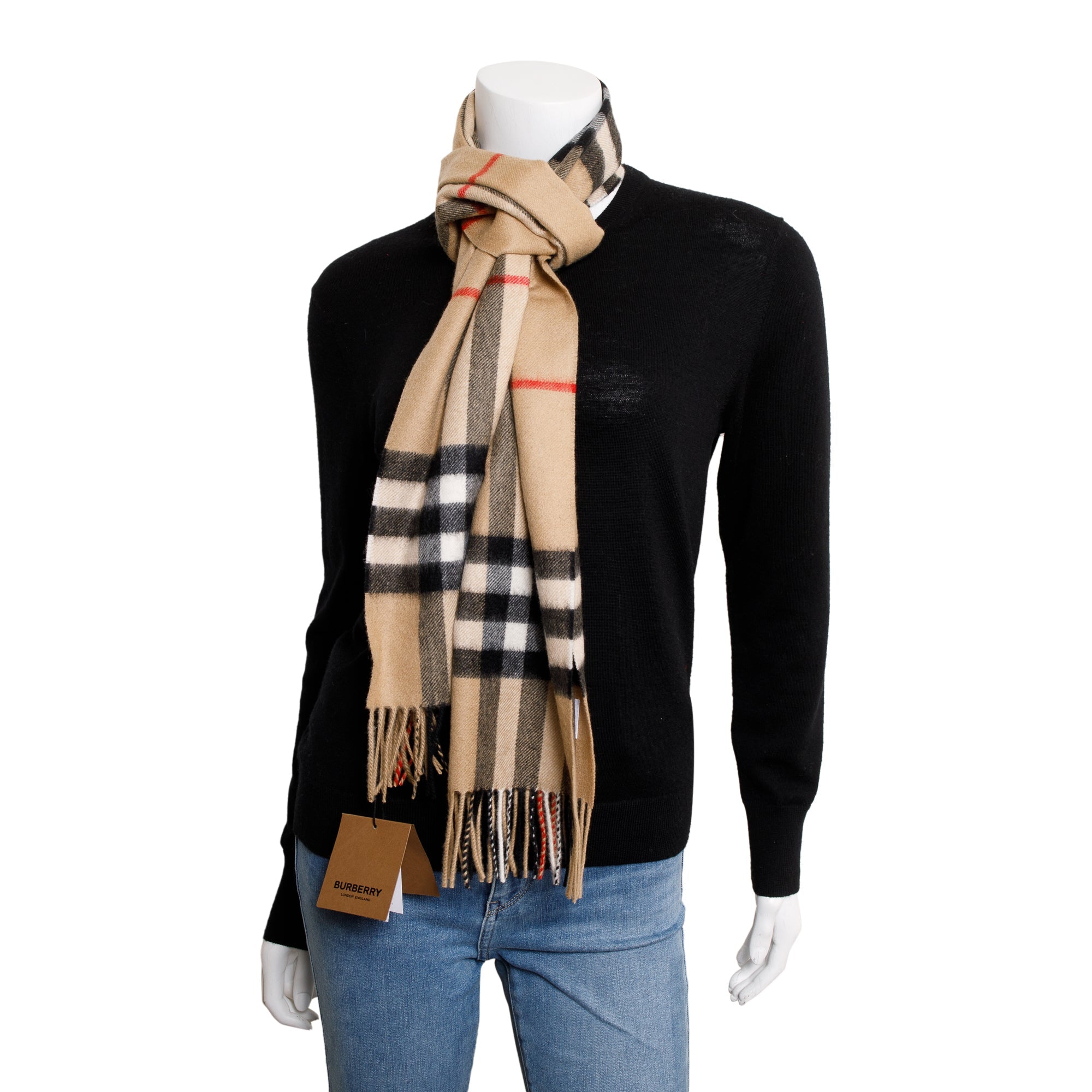Burberry Beige Giant House Check Cashmere Scarf w/ Box