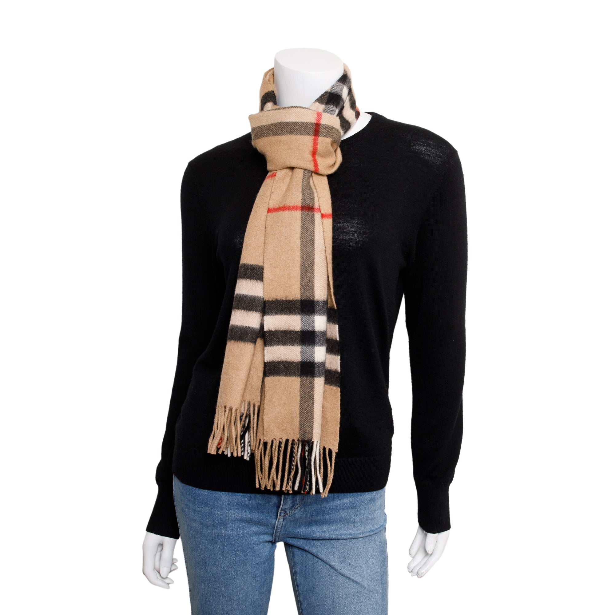 Burberry Beige Giant House Check Cashmere Scarf w/ Box