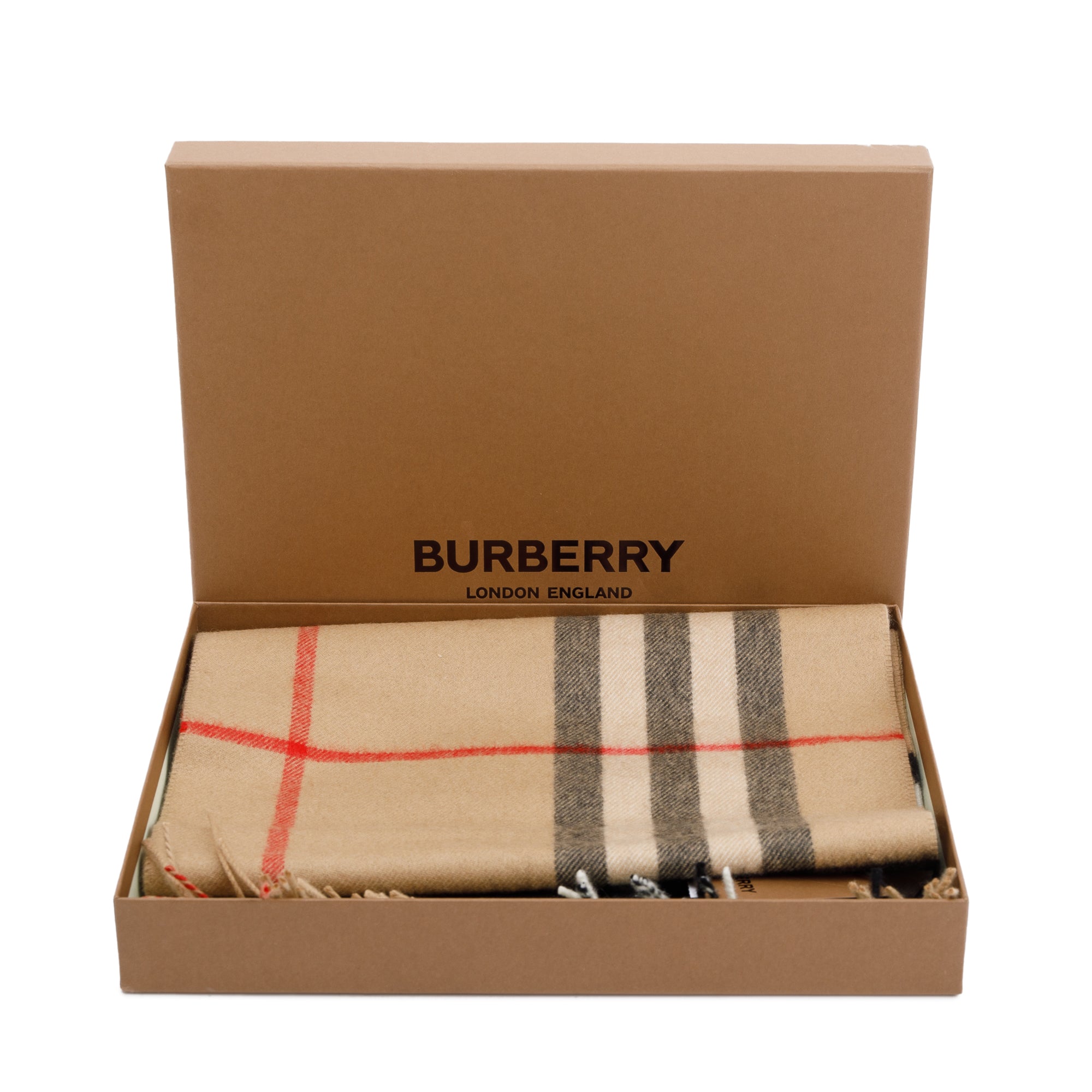 Burberry Beige Giant House Check Cashmere Scarf w/ Box