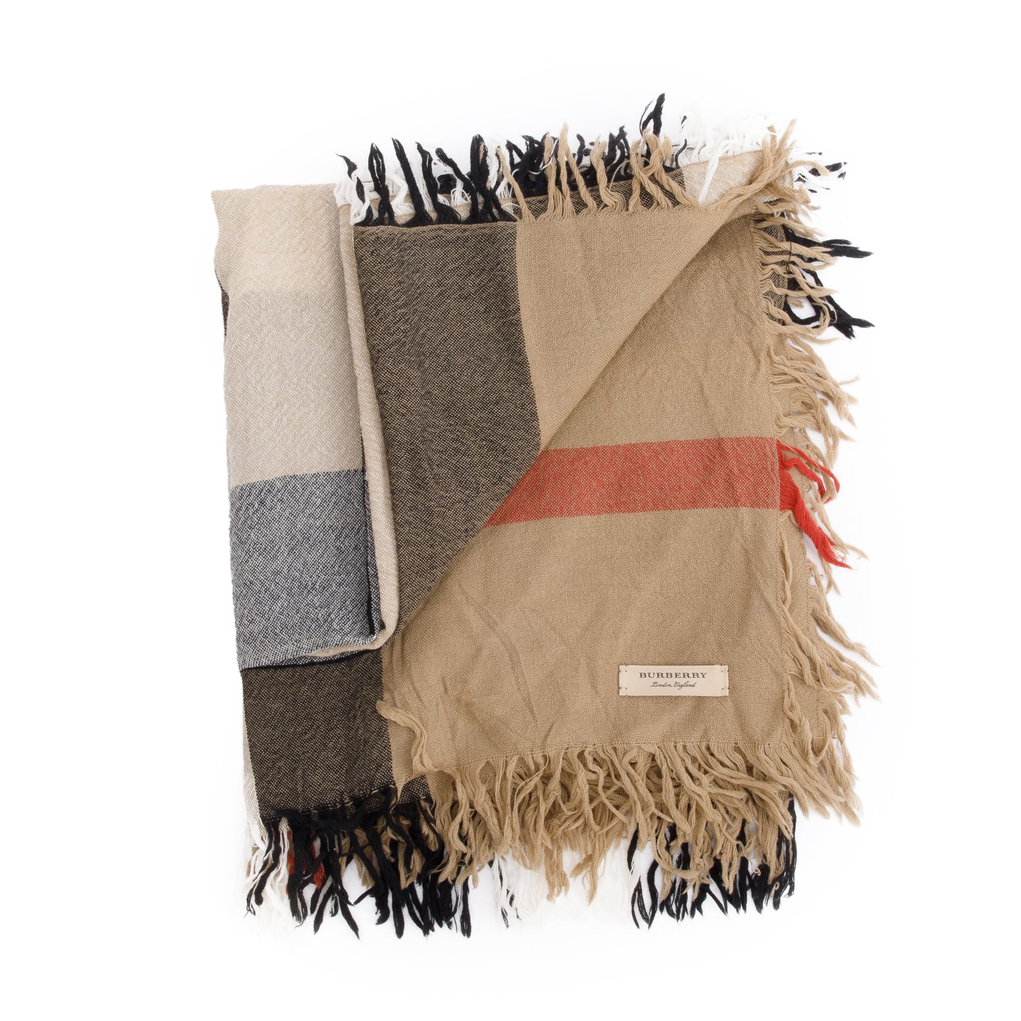 Burberry Beige Giant House Check Cashmere Silk Scarf